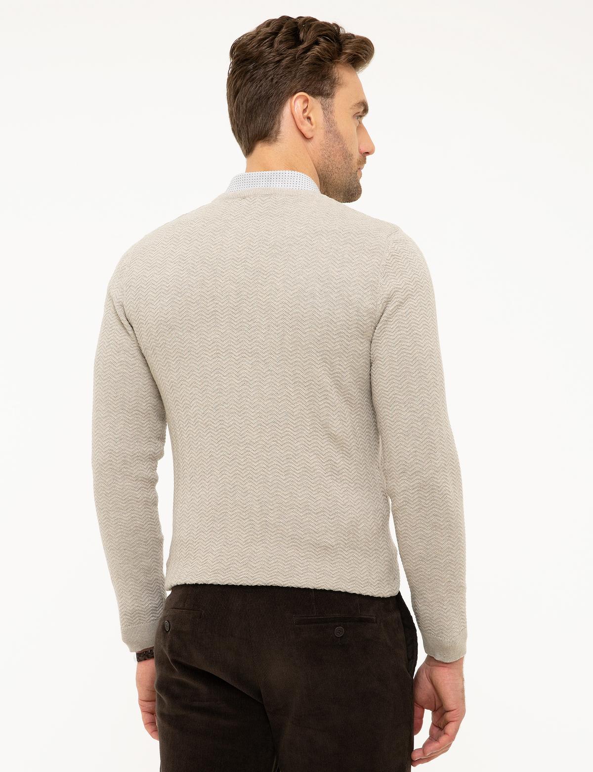 Kum Melanj Slim Fit V Yaka Triko Kazak - 50210687044