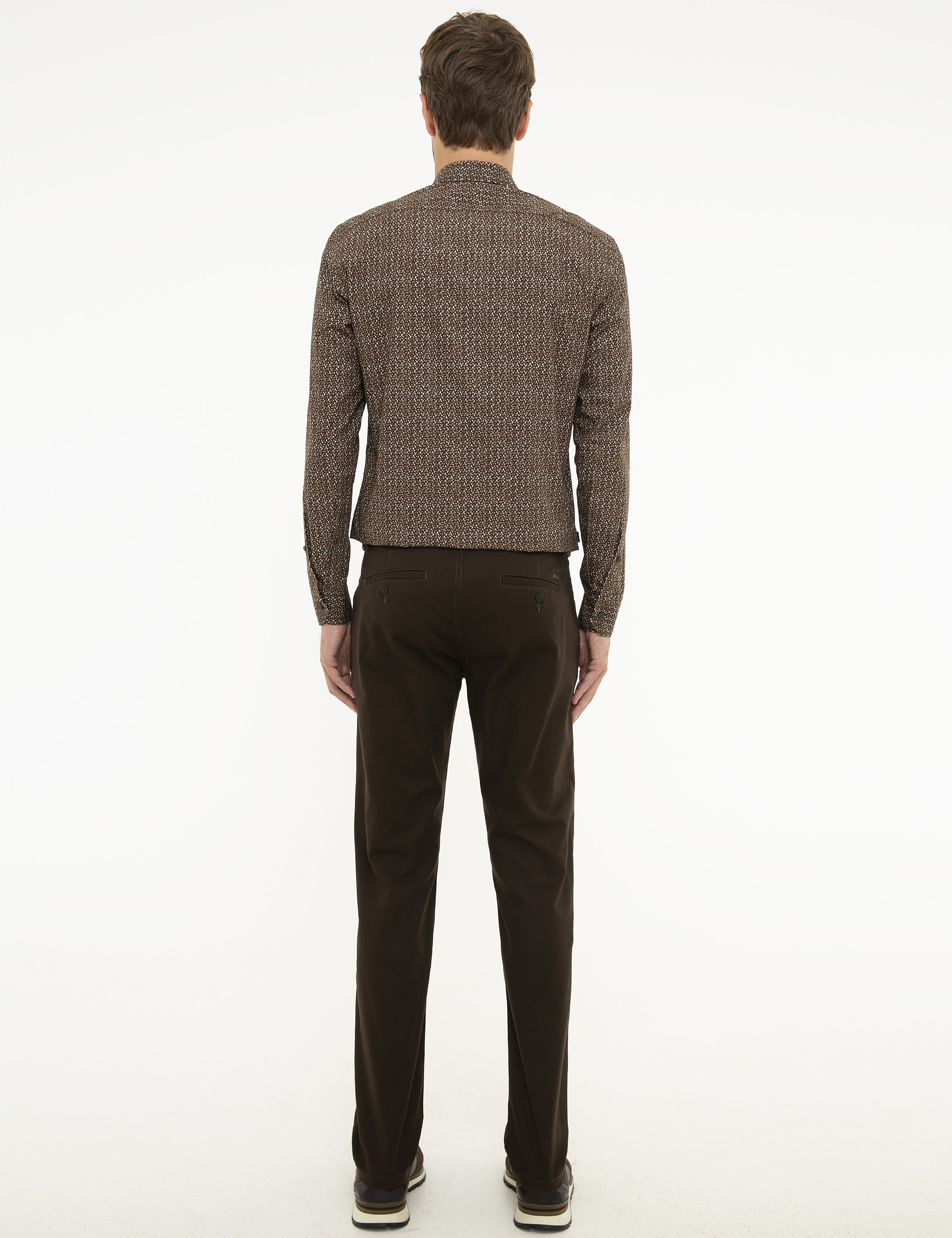 Kahverengi Slim Fit Kanvas Pantolon - Image 3