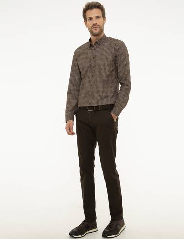 Kahverengi Slim Fit Kanvas Pantolon