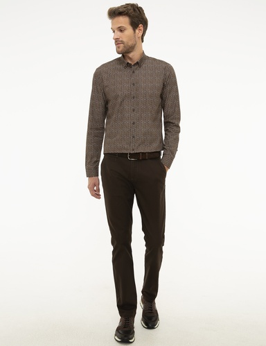 Kahverengi Slim Fit Kanvas Pantolon