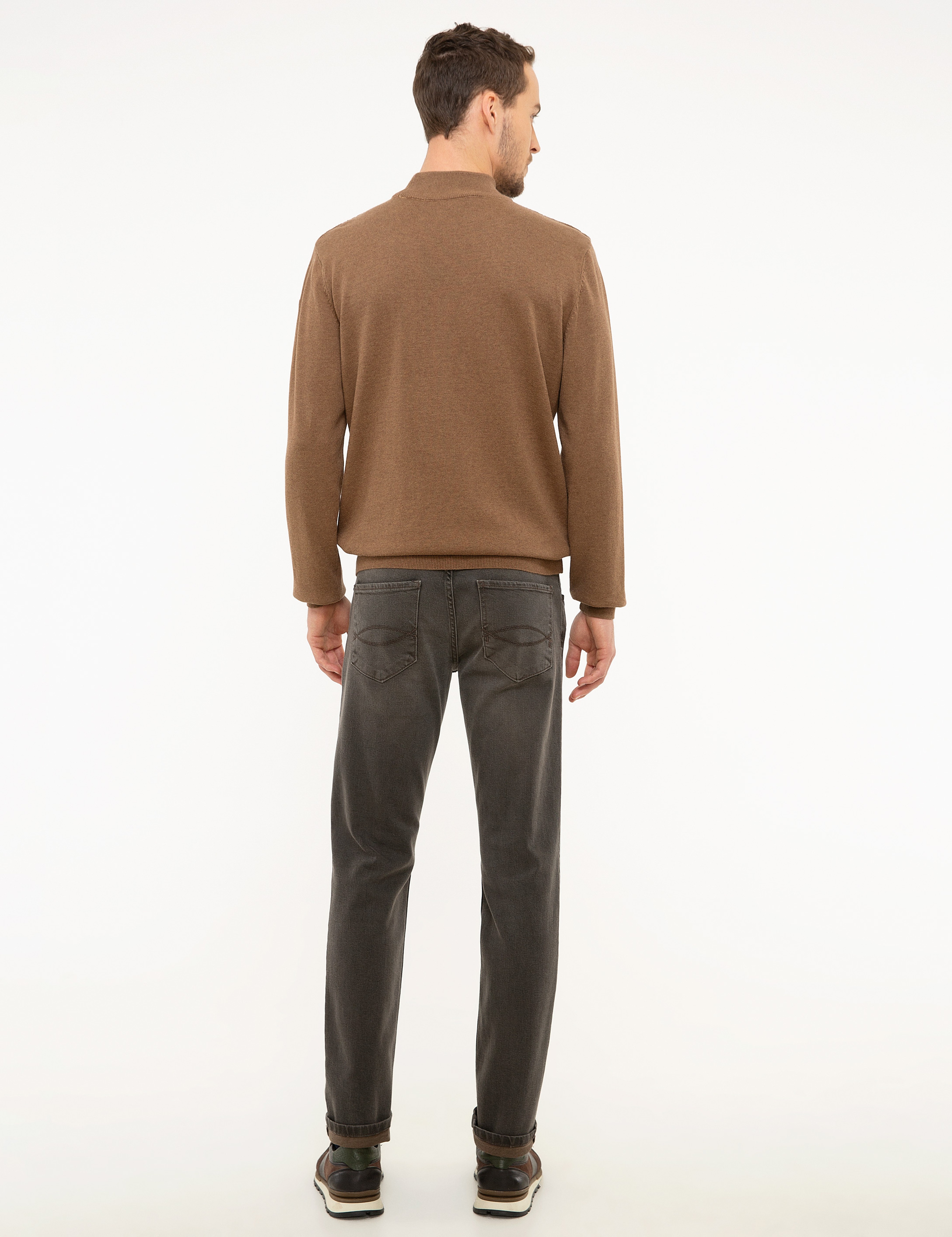 Kahverengi Slim Fit Denim Pantolon - Image 3