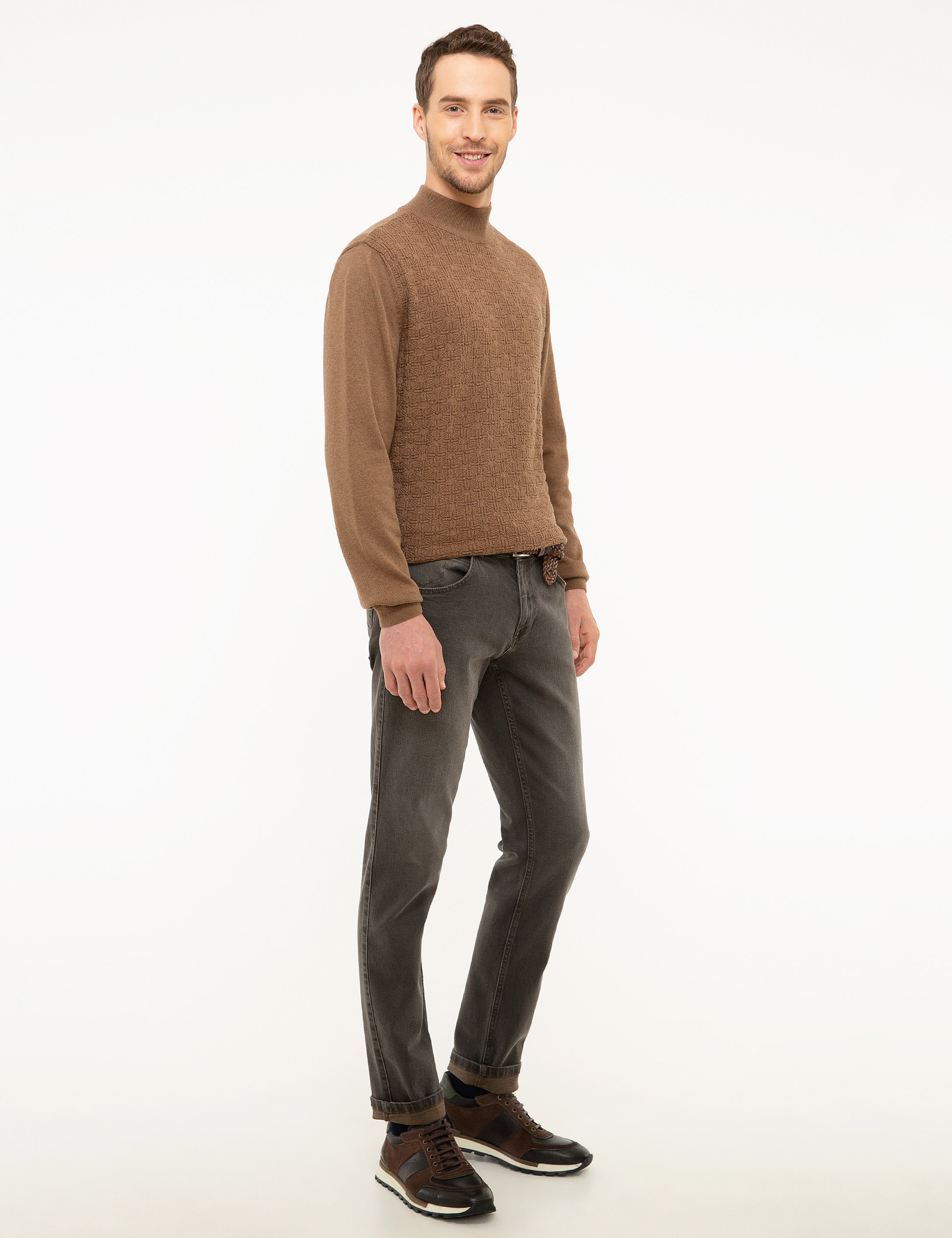 Kahverengi Slim Fit Denim Pantolon - Image 2