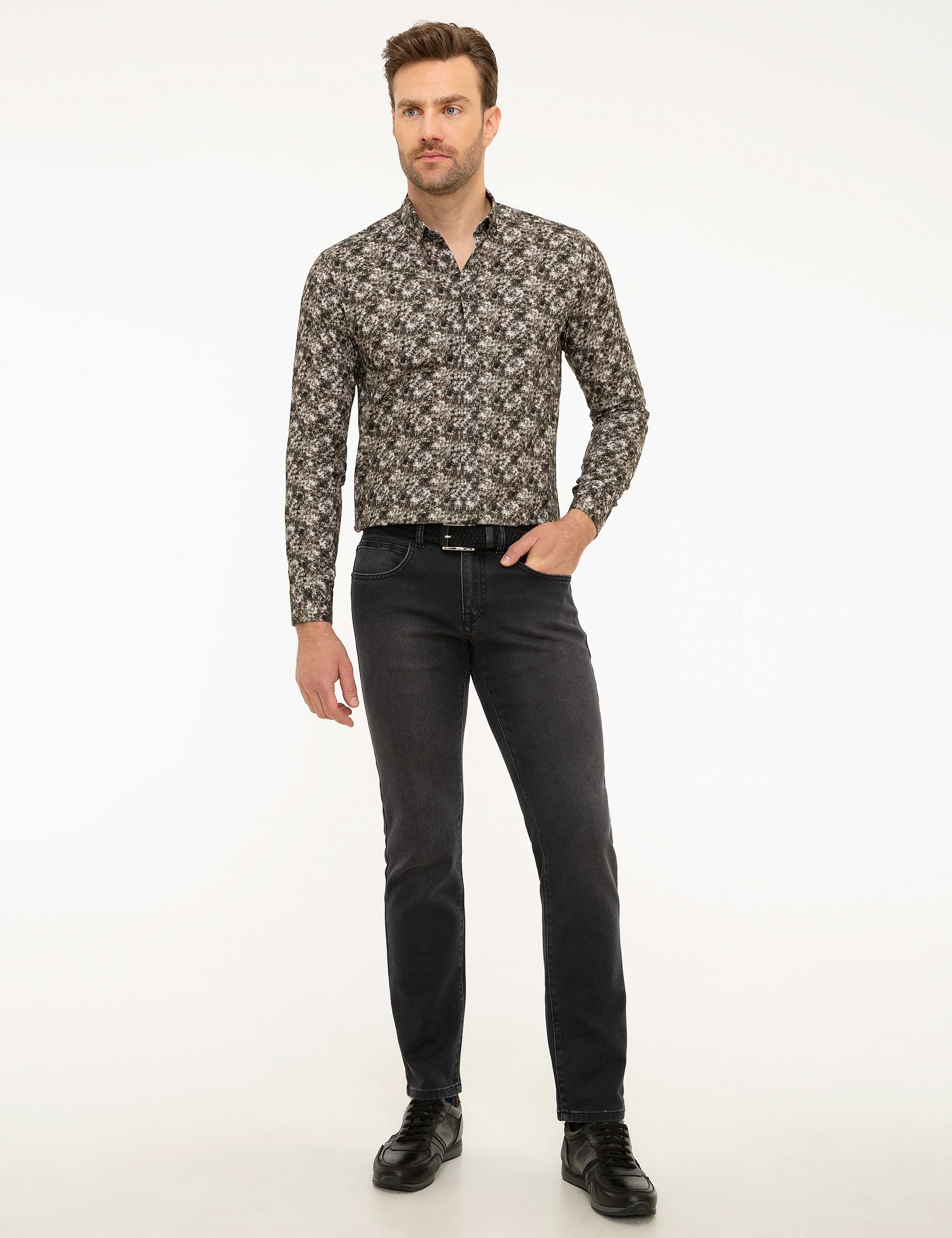 Yeşil Slim Fit Uzun Kollu Gömlek