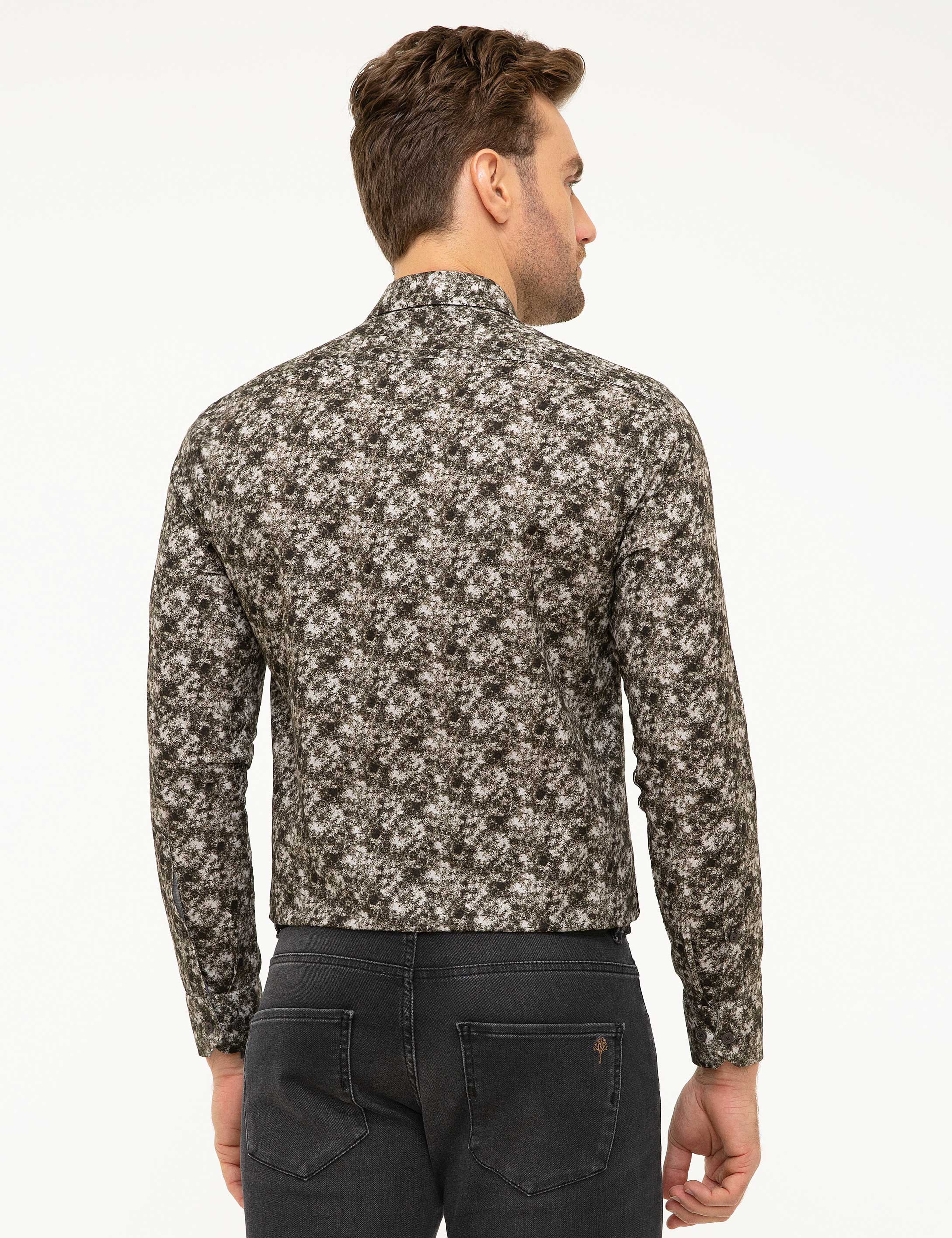 Yeşil Slim Fit Uzun Kollu Gömlek