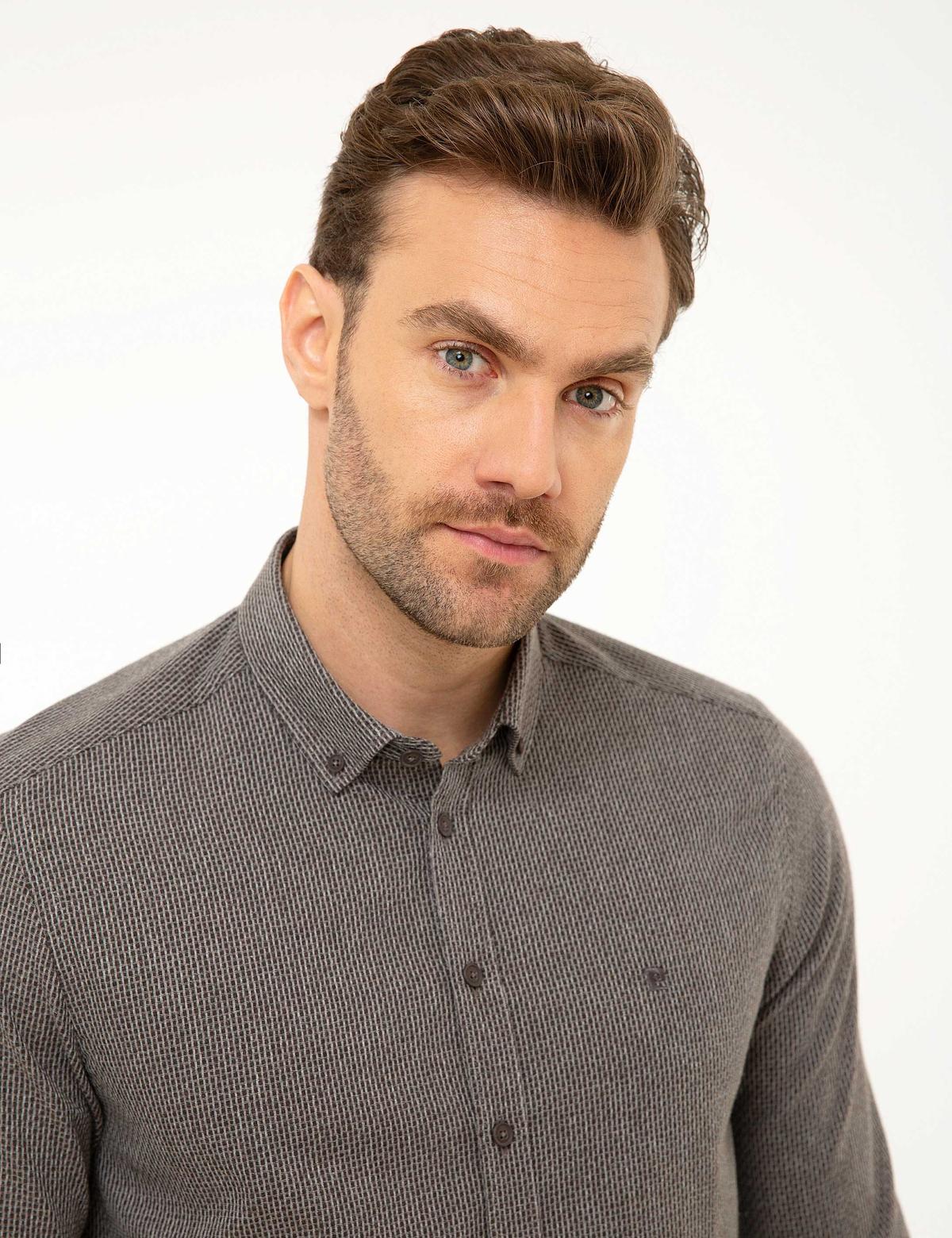 Kahverengi Slim Fit Gömlek - 50209600022