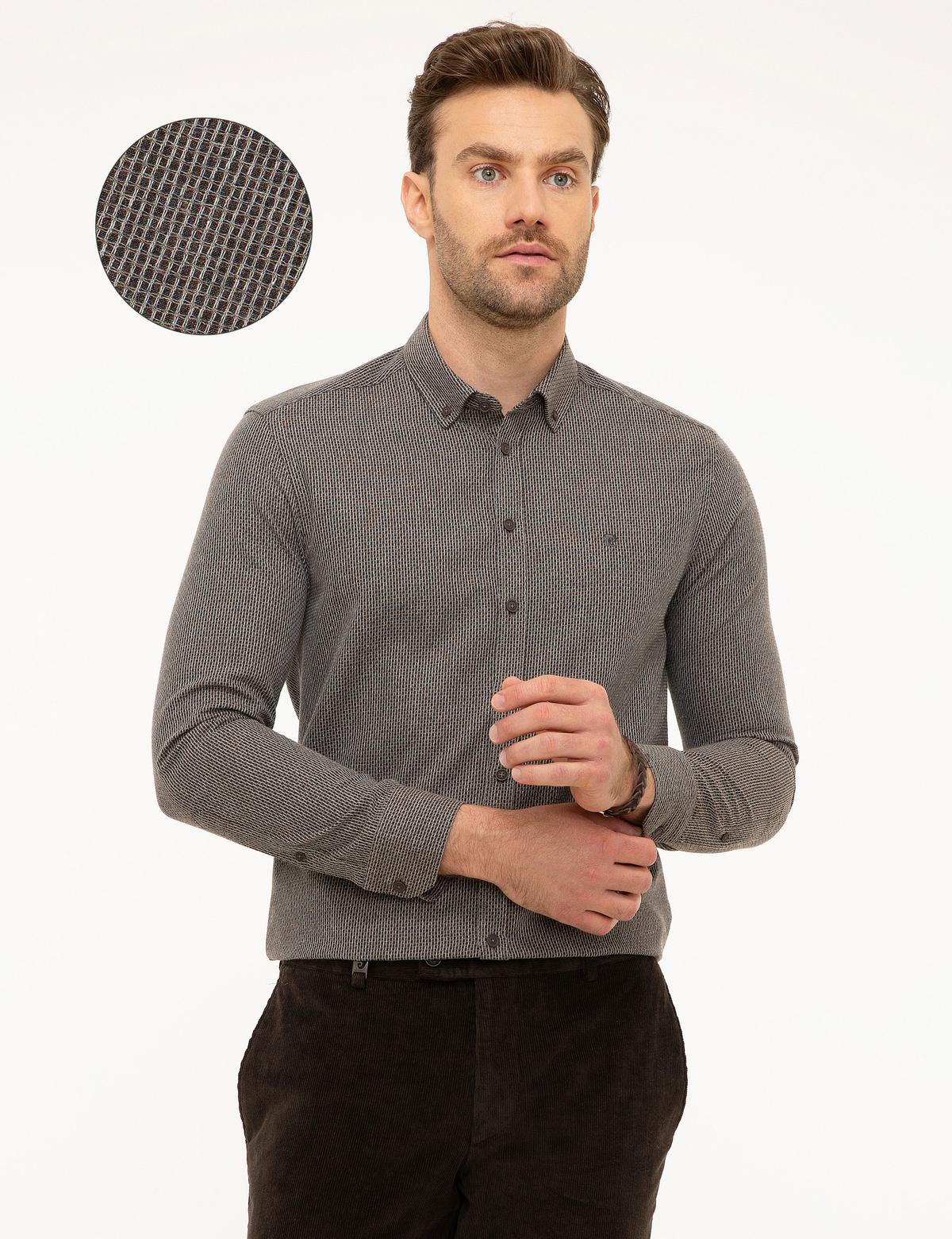 Kahverengi Slim Fit Gömlek