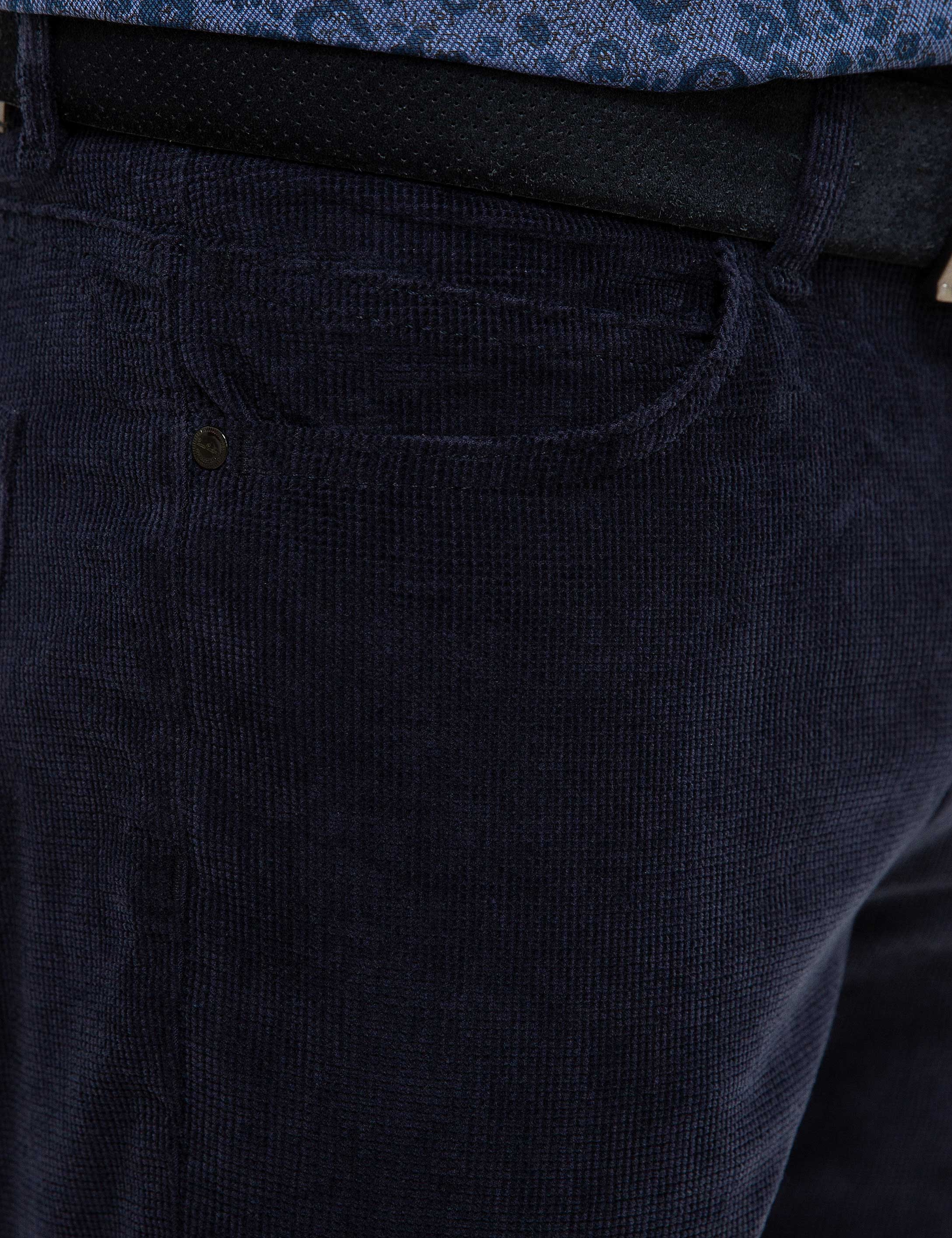 Lacivert Slim Fit Kanvas Pantolon
