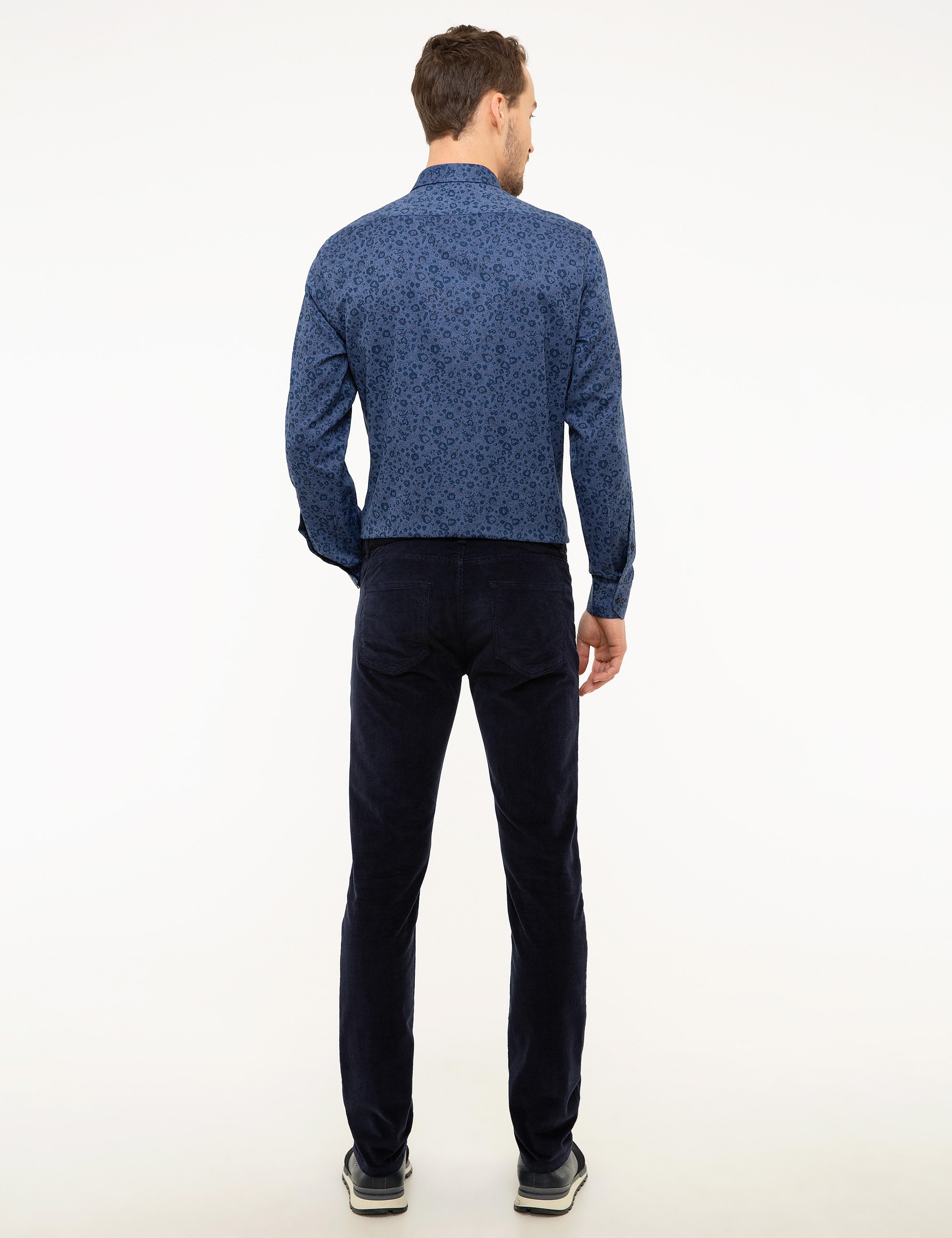 Lacivert Slim Fit Kanvas Pantolon