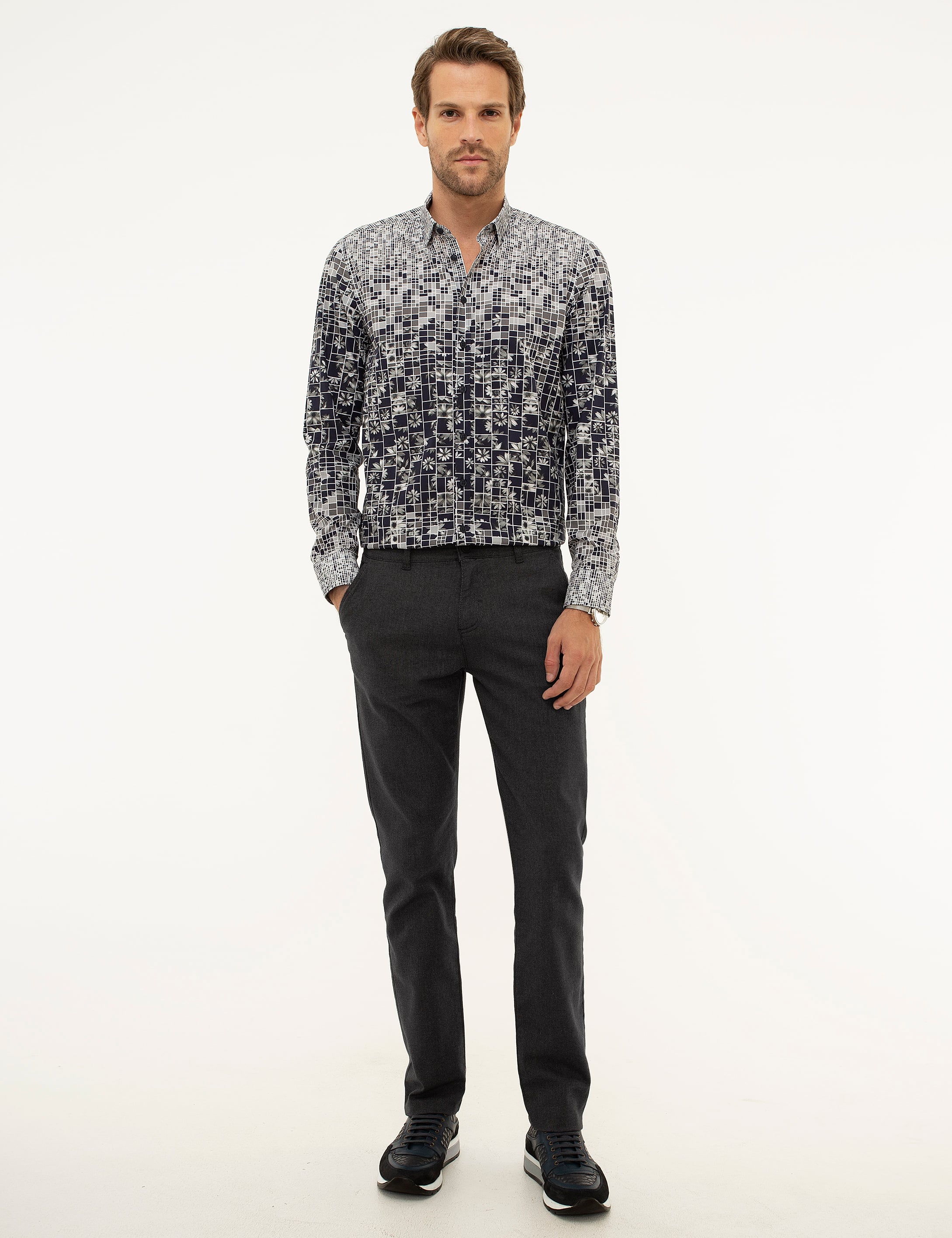 Antrasit Gri Slim Fit Chino Pantolon