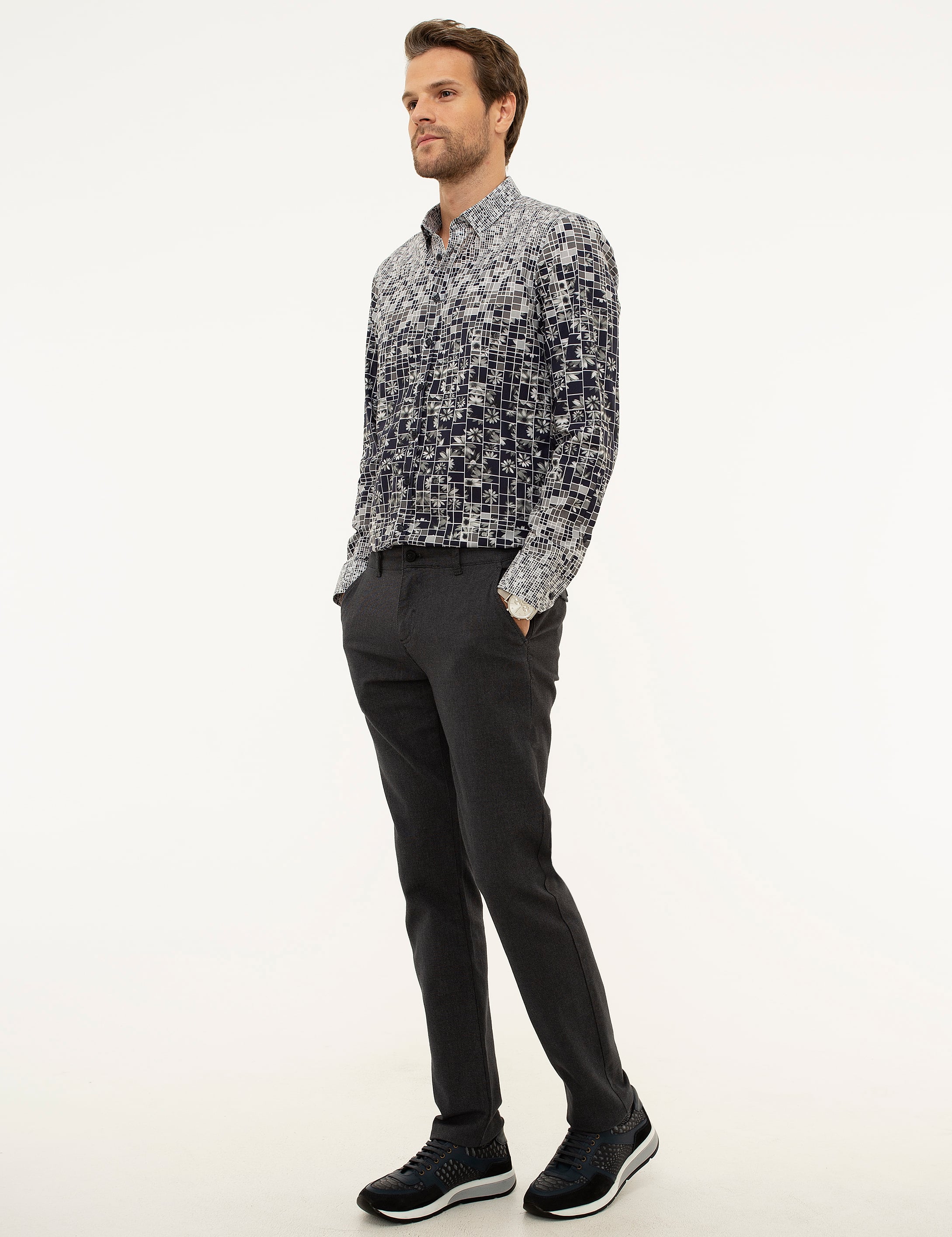 Antrasit Gri Slim Fit Chino Pantolon