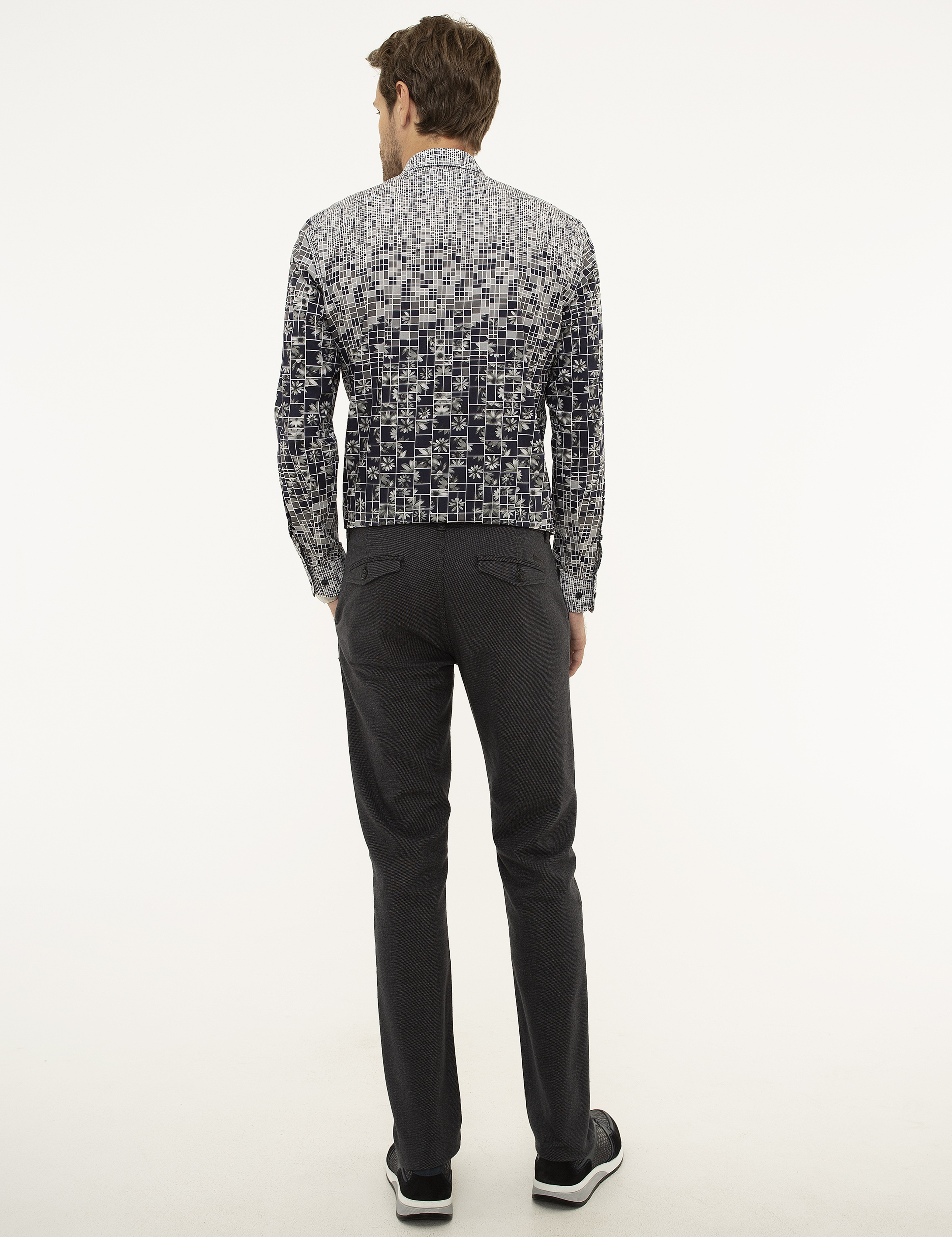 Antrasit Gri Slim Fit Chino Pantolon - Image 3