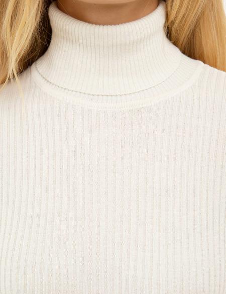 Ekru Slim Fit Balıkçı Yaka Triko Kazak - 50210396042