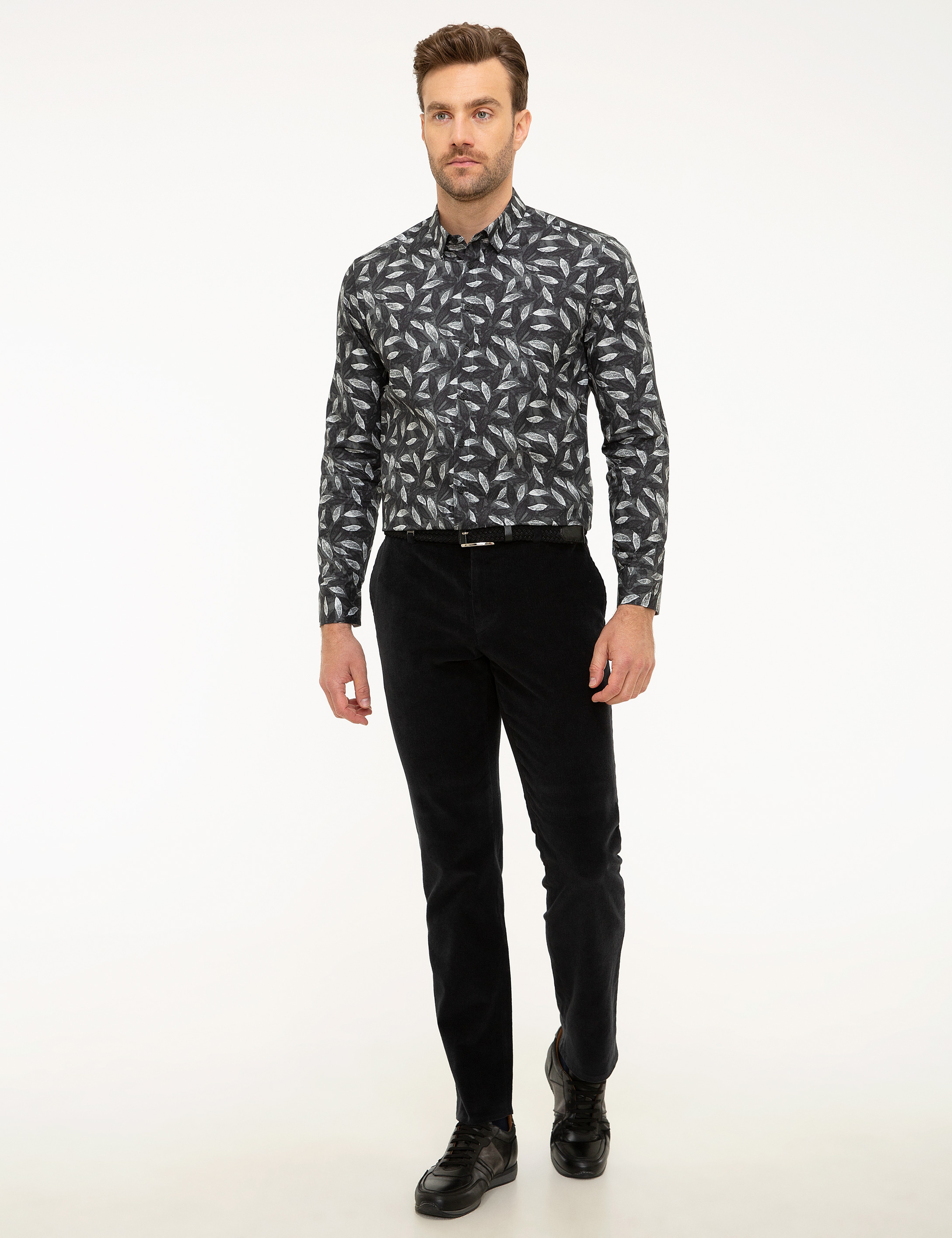 Siyah Slim Fit Uzun Kollu Gömlek - Image 4
