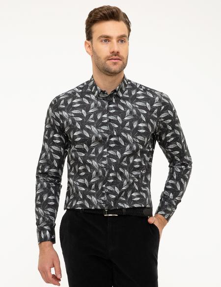 Siyah Slim Fit Uzun Kollu Gömlek - 50209263001