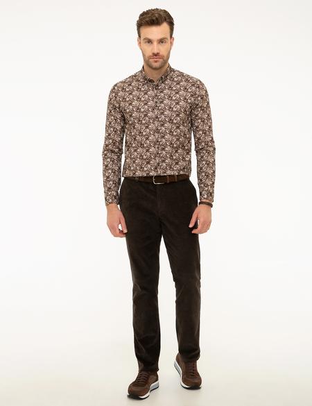 Kahverengi Slim Fit Uzun Kollu Gömlek - 50209321025