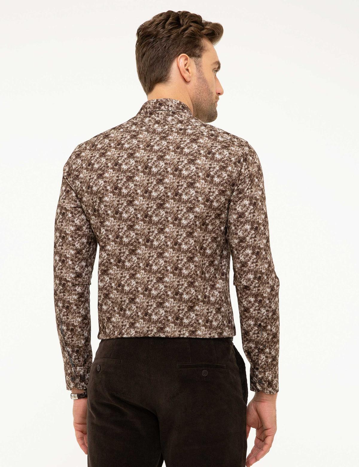 Kahverengi Slim Fit Uzun Kollu Gömlek - 50209321025