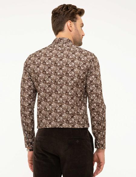 Kahverengi Slim Fit Uzun Kollu Gömlek - 50209321025