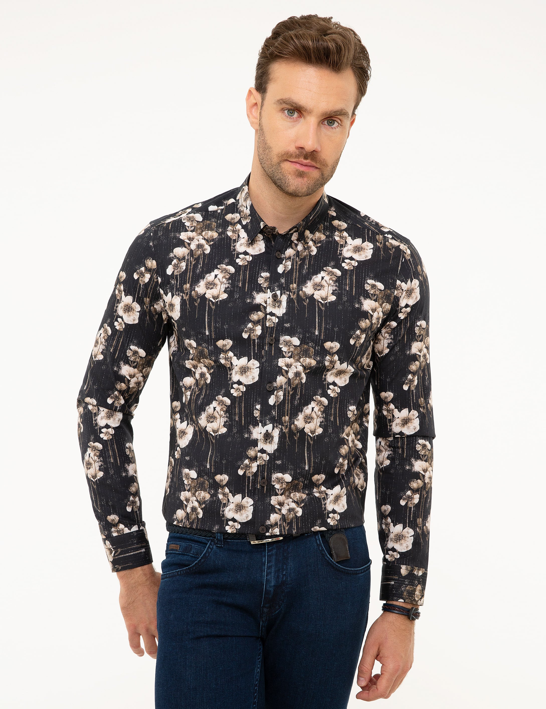 Kahverengi Slim Fit Gömlek
