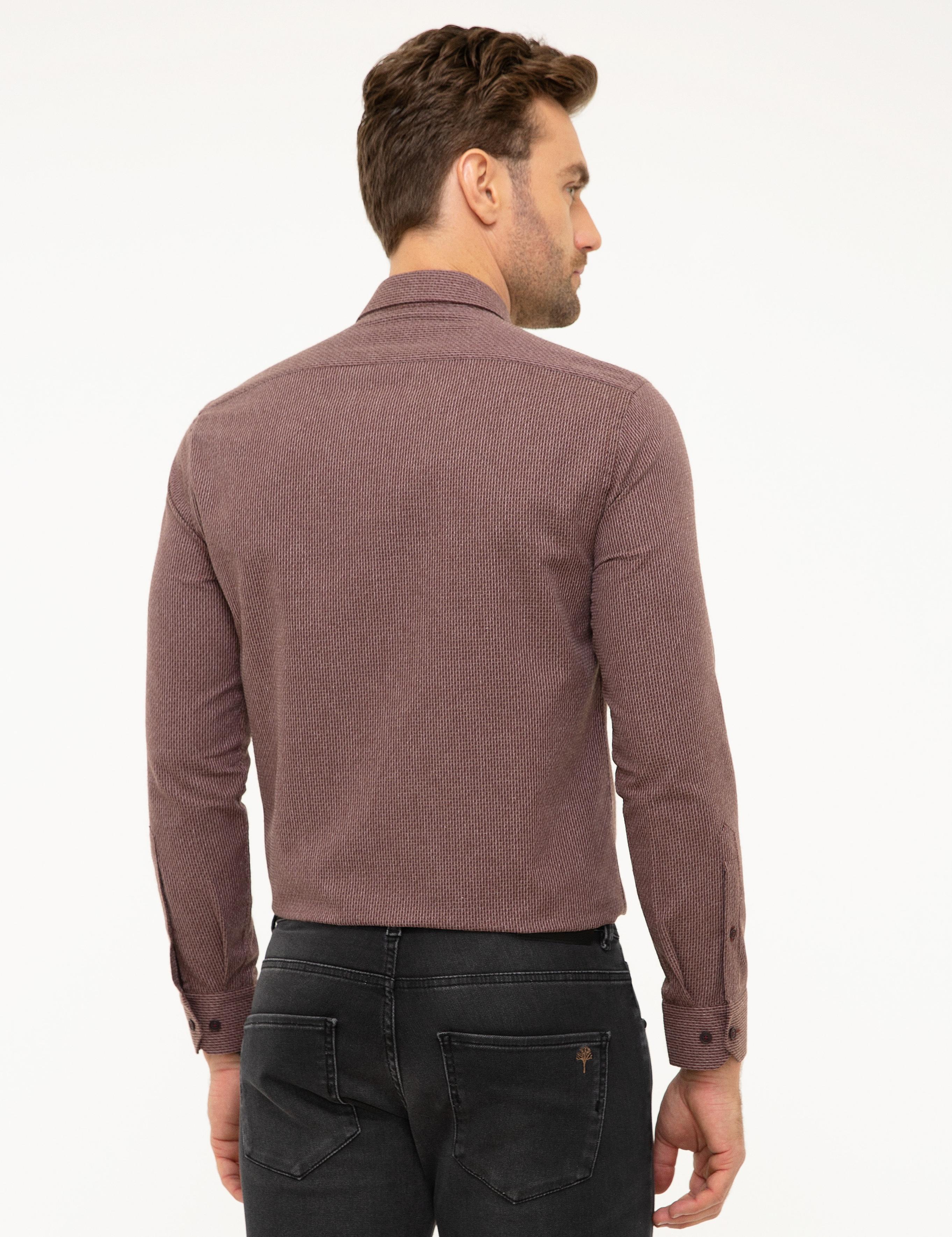 Bordo Slim Fit Gömlek
