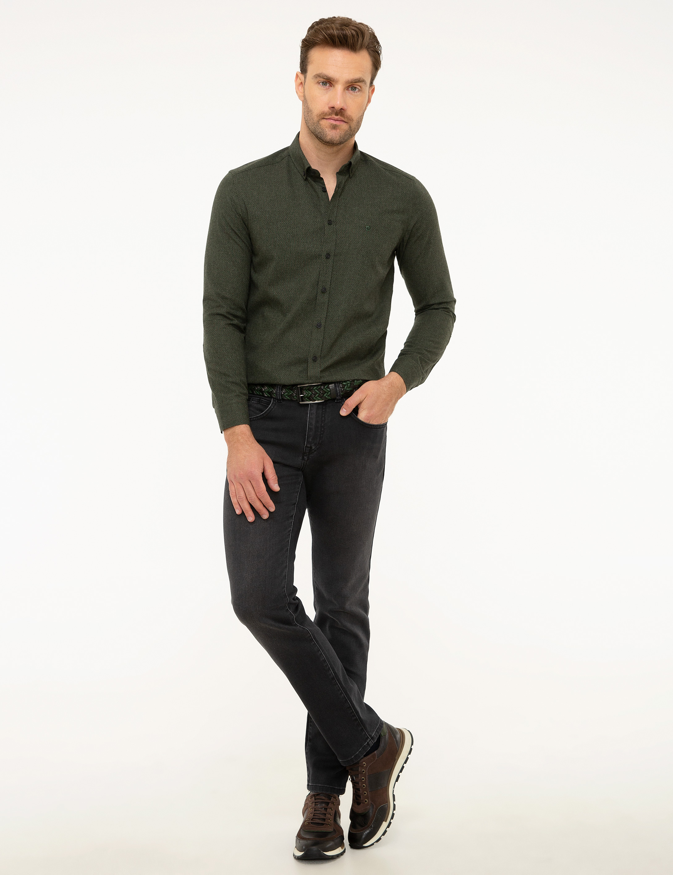 Yeşil Slim Fit Gömlek - Image 4