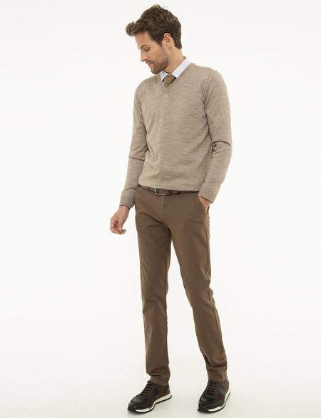 Açık Kahverengi Slim Fit Kanvas Pantolon - 50209763043