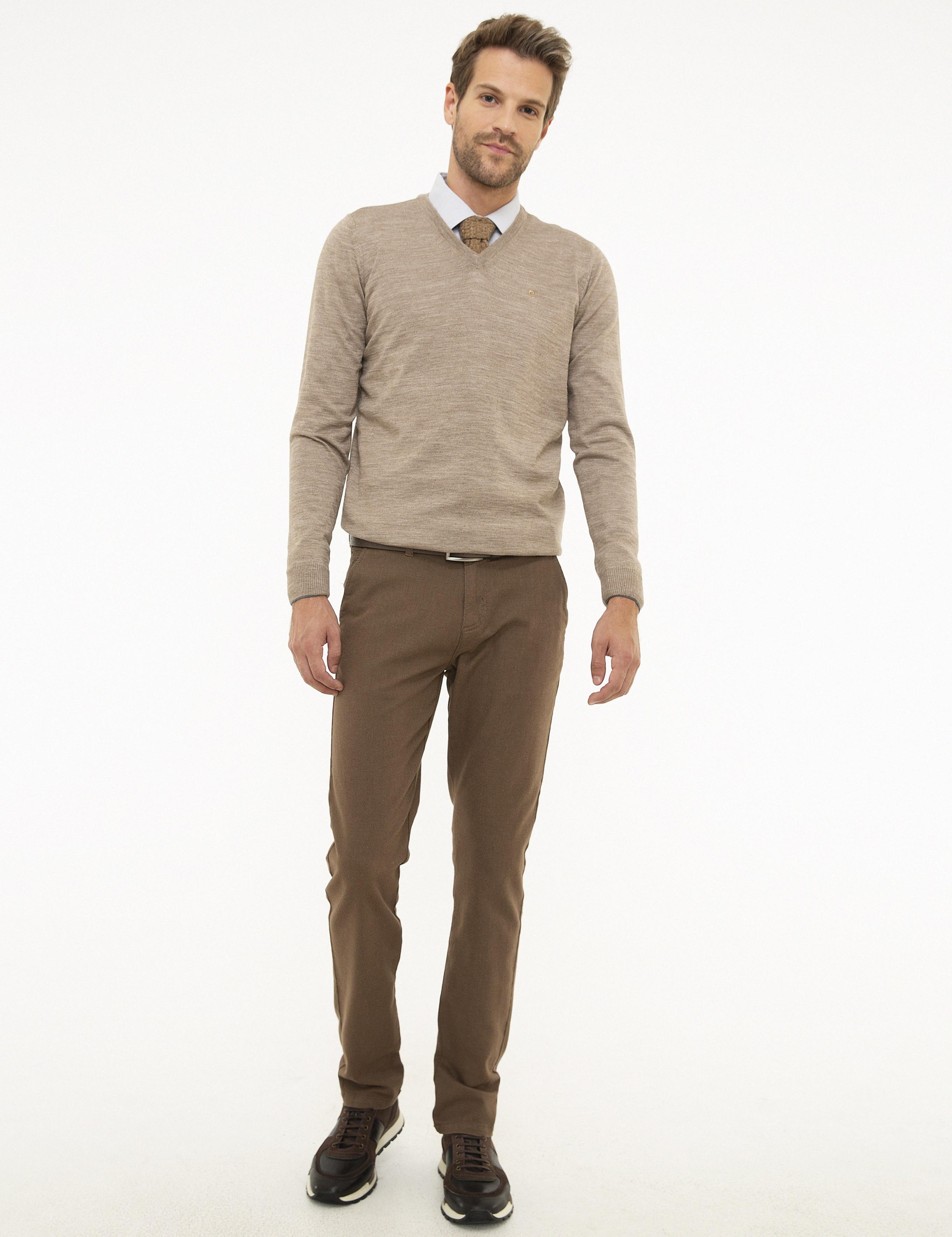 Açık Kahverengi Slim Fit Kanvas Pantolon