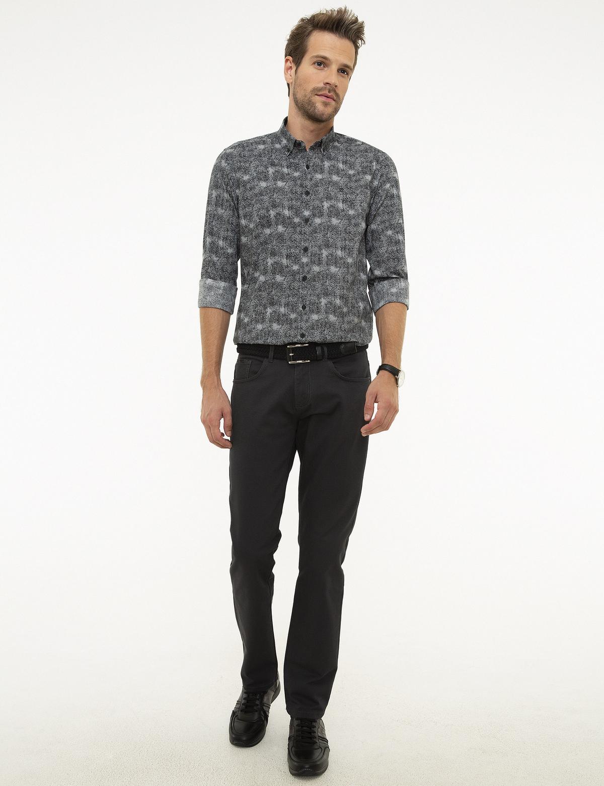 Antrasit Slim Fit Kanvas Pantolon