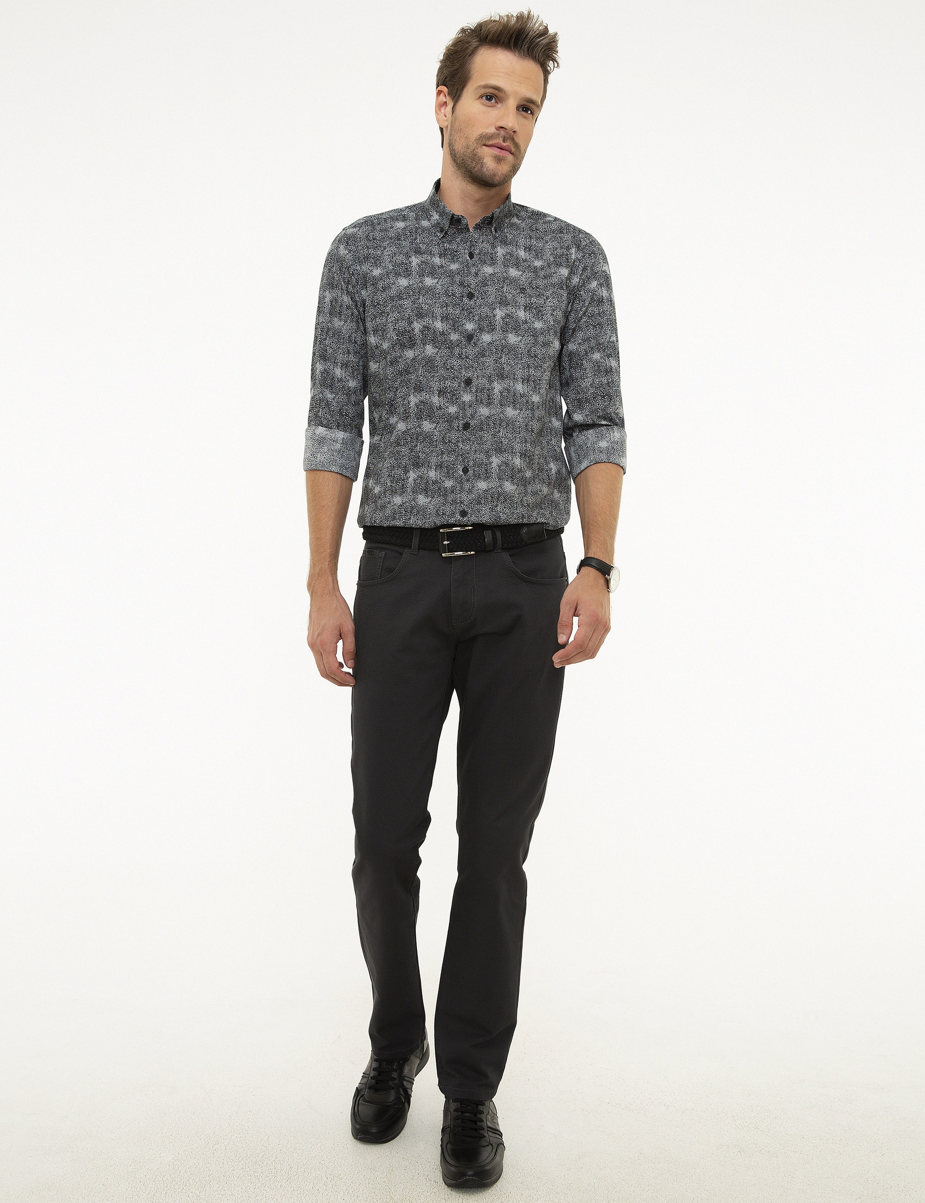 Antrasit Slim Fit Kanvas Pantolon - Image 1