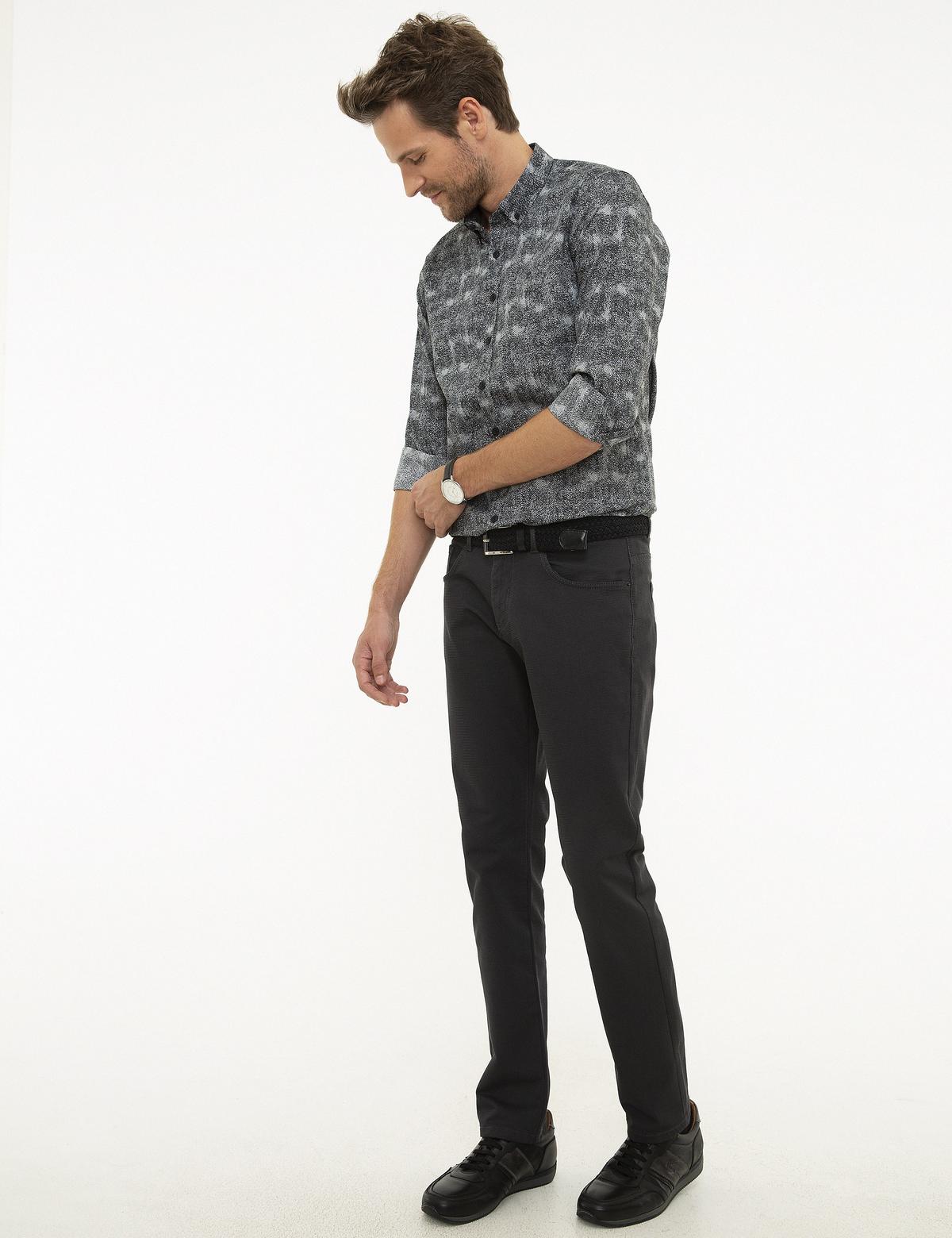 Antrasit Slim Fit Kanvas Pantolon - 50209769045