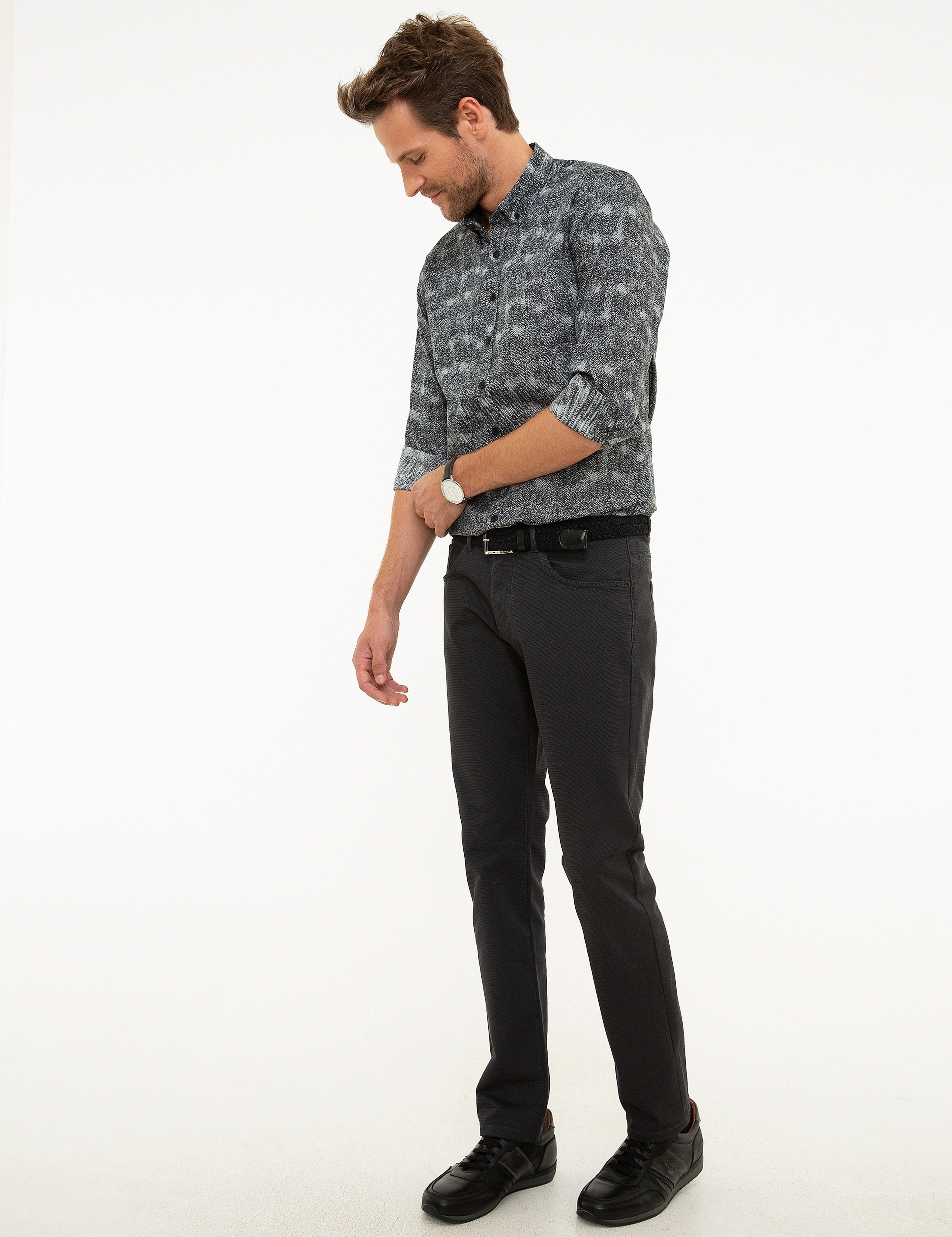 Antrasit Slim Fit Kanvas Pantolon - Image 2