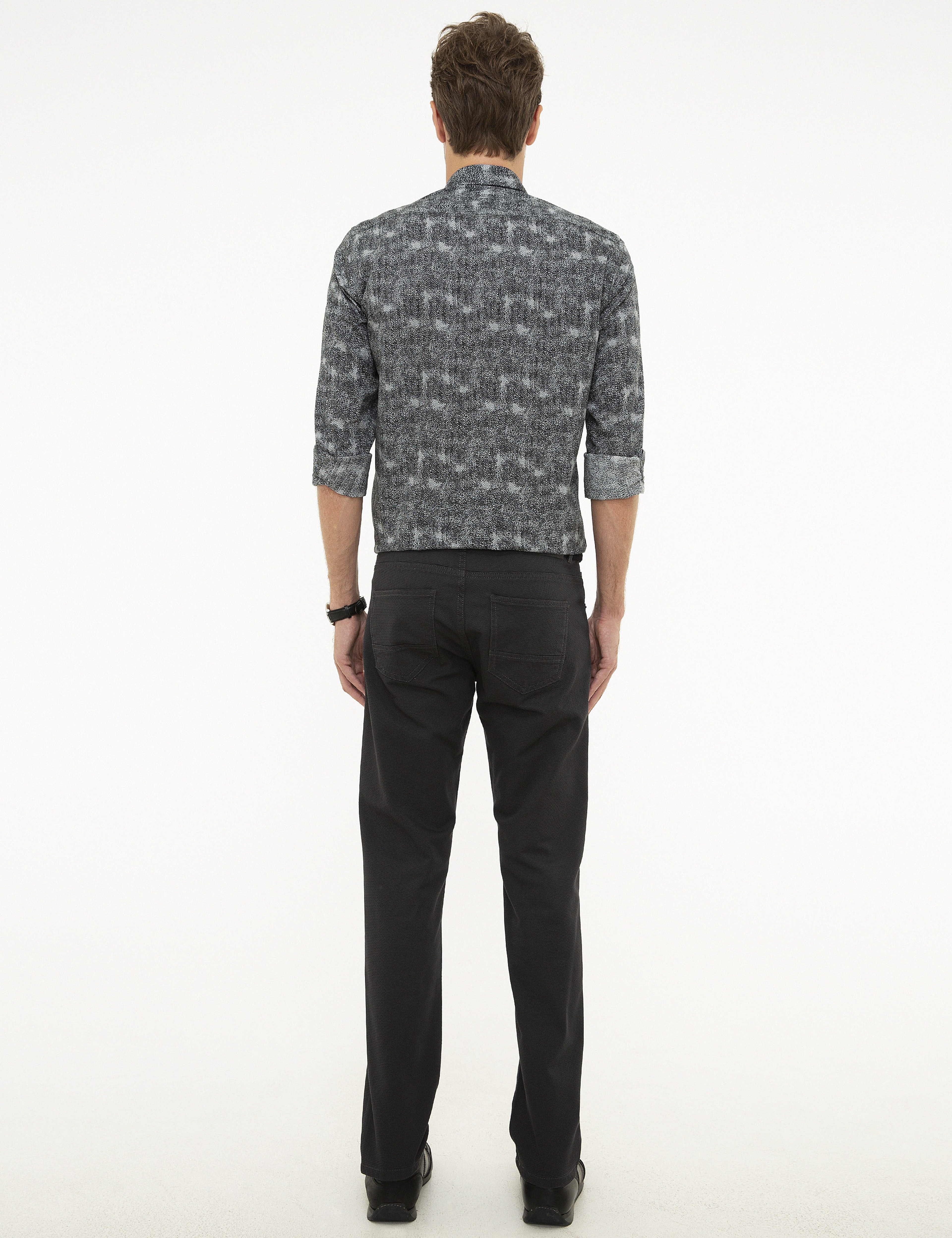 Antrasit Slim Fit Kanvas Pantolon