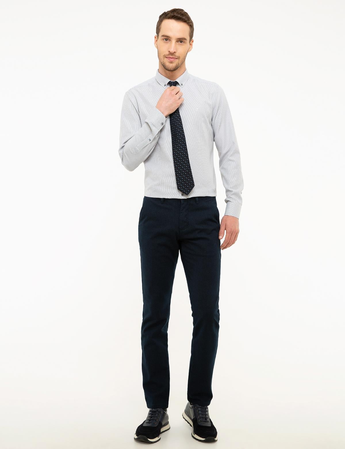 Lacivert Slim Fit Kanvas Pantolon