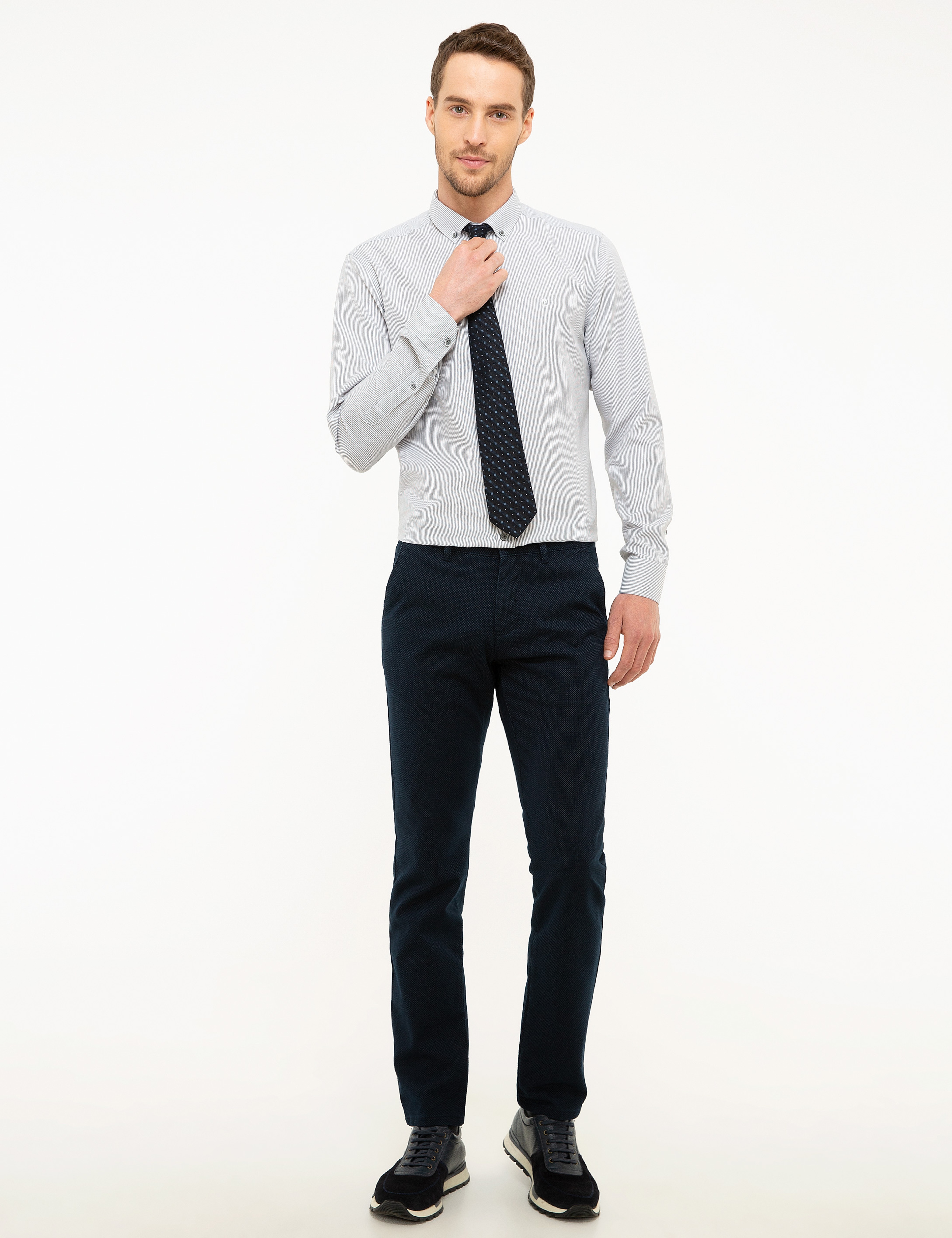 Lacivert Slim Fit Kanvas Pantolon - Image 1