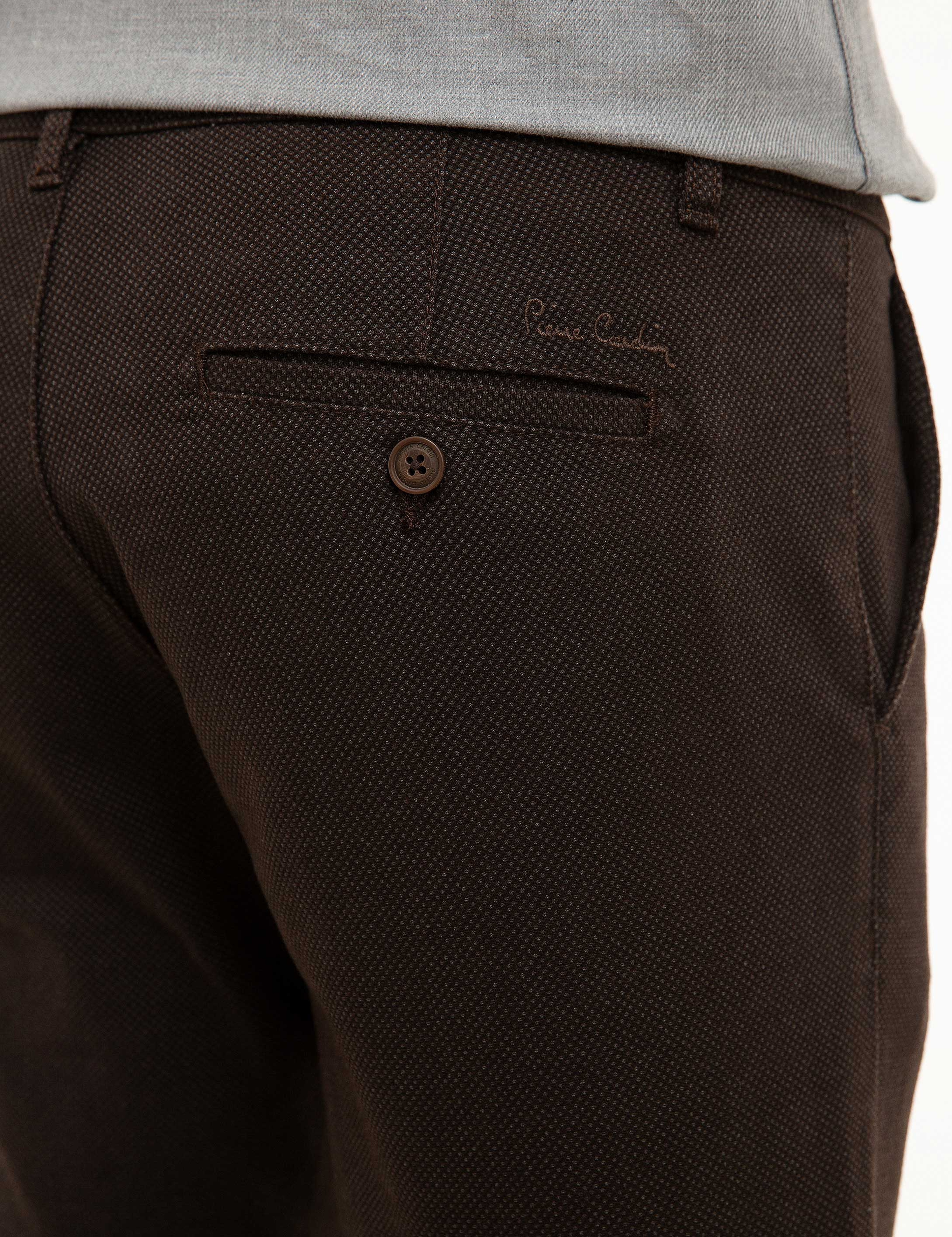 Kahverengi Slim Fit Chino Pantolon - Image 4