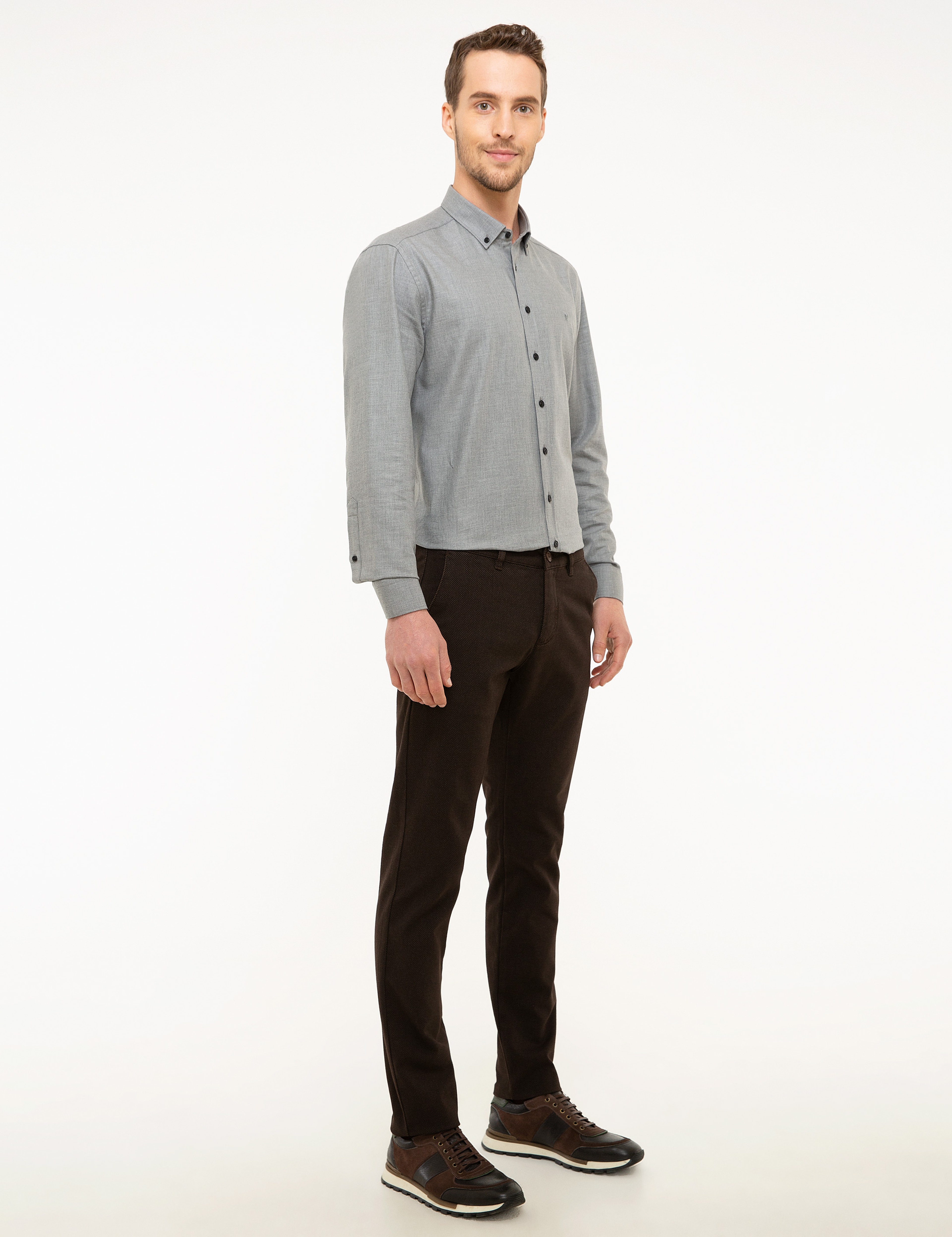 Kahverengi Slim Fit Chino Pantolon - Image 2