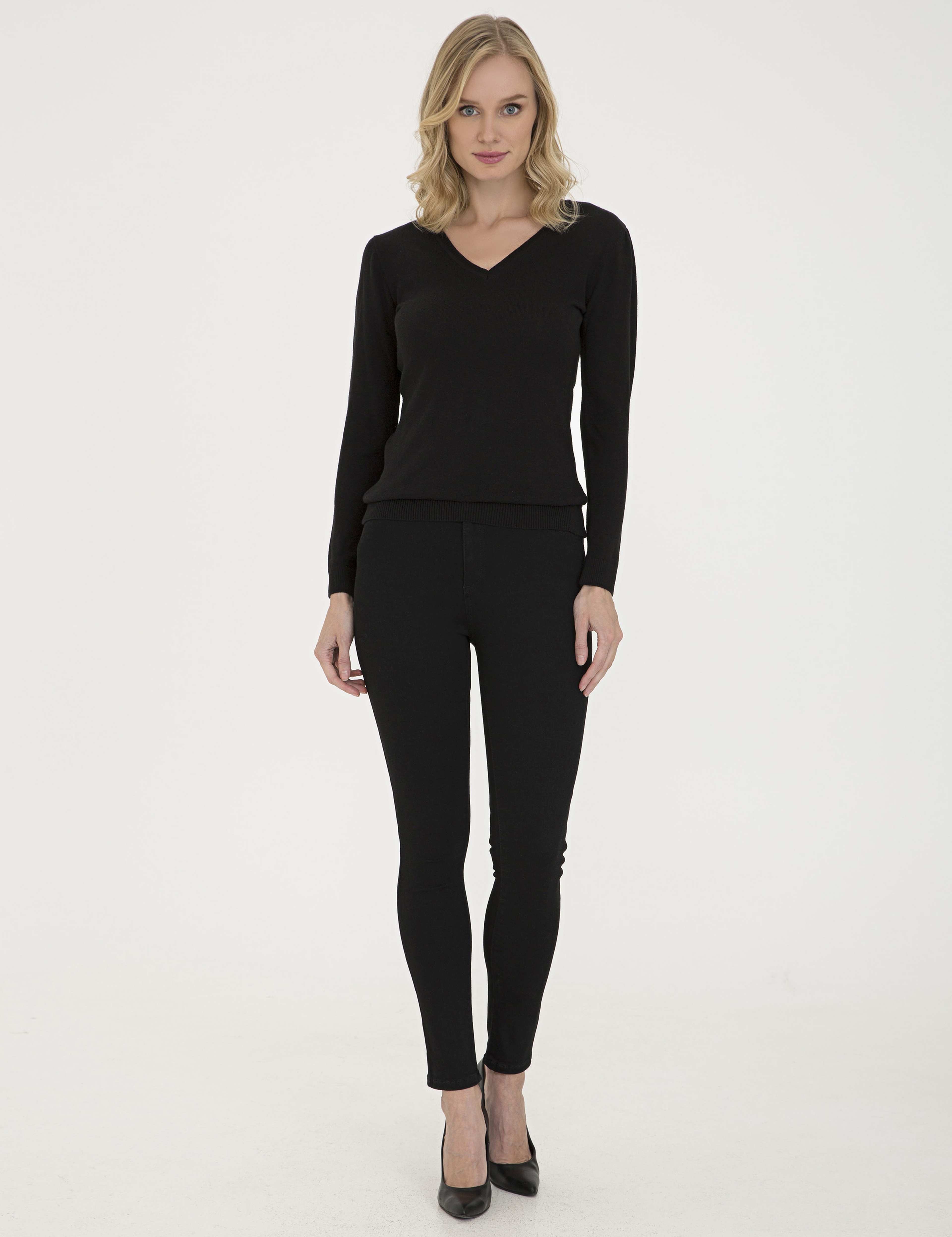 Siyah Slim Fit Kazak - Image 5