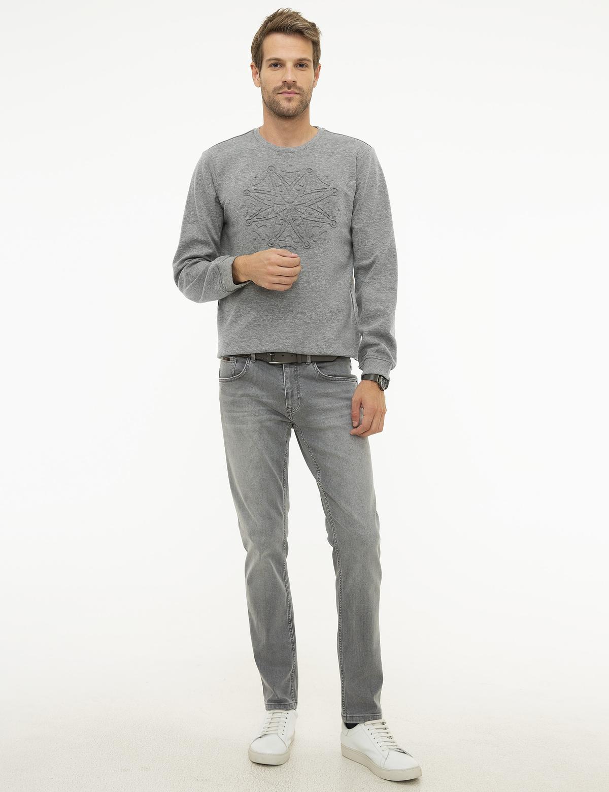 Koyu Gri Melanj Regular Fit Sweatshirt - 50210693001