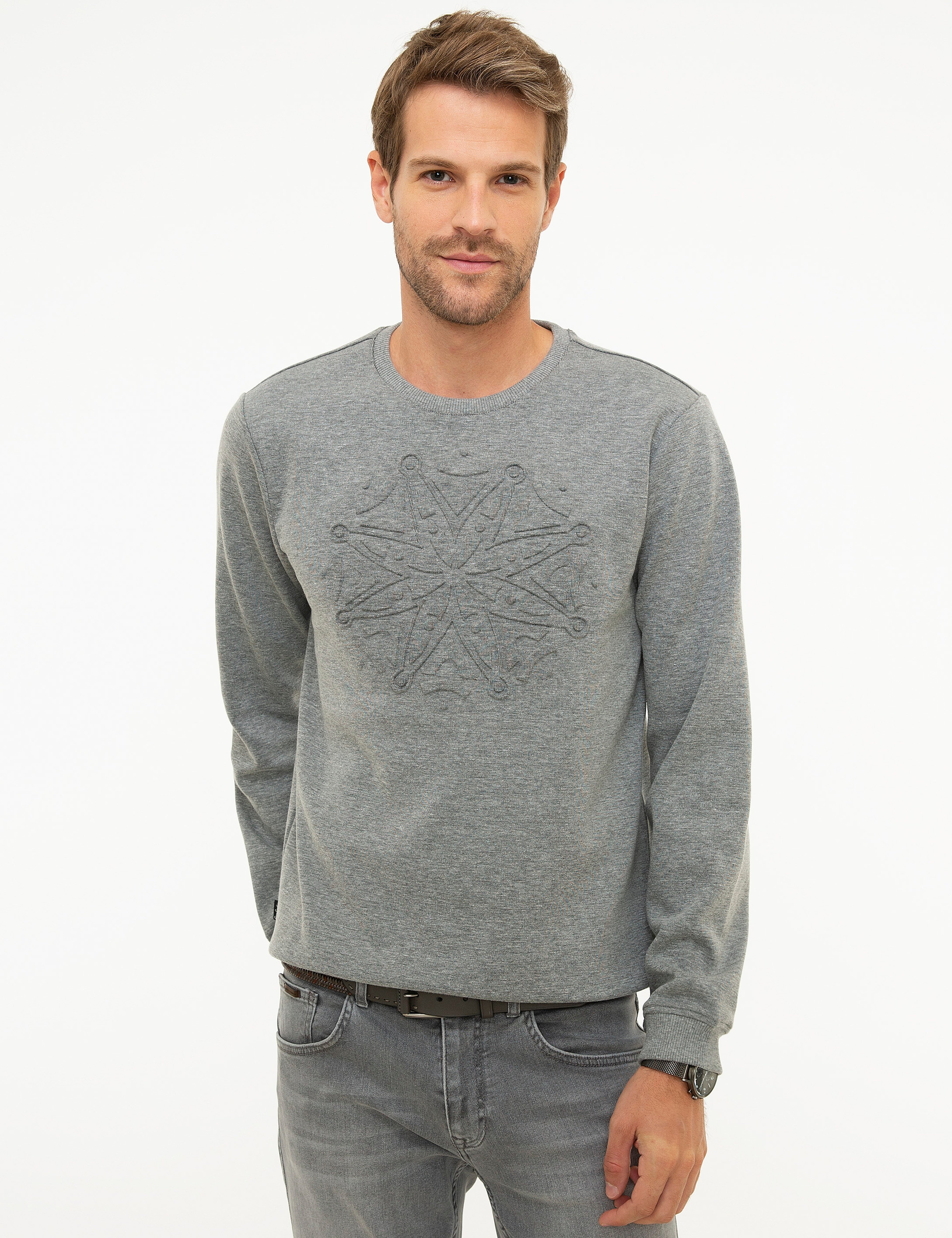 Koyu Gri Melanj Regular Fit Sweatshirt - Image 1