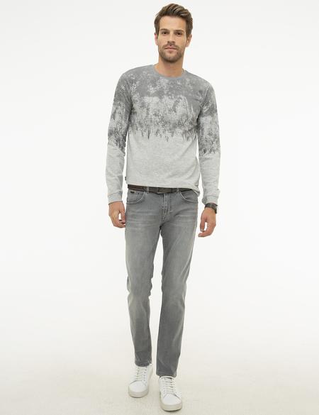 Açık Gri Melanj Slim Fit Sweatshirt - 50210694001