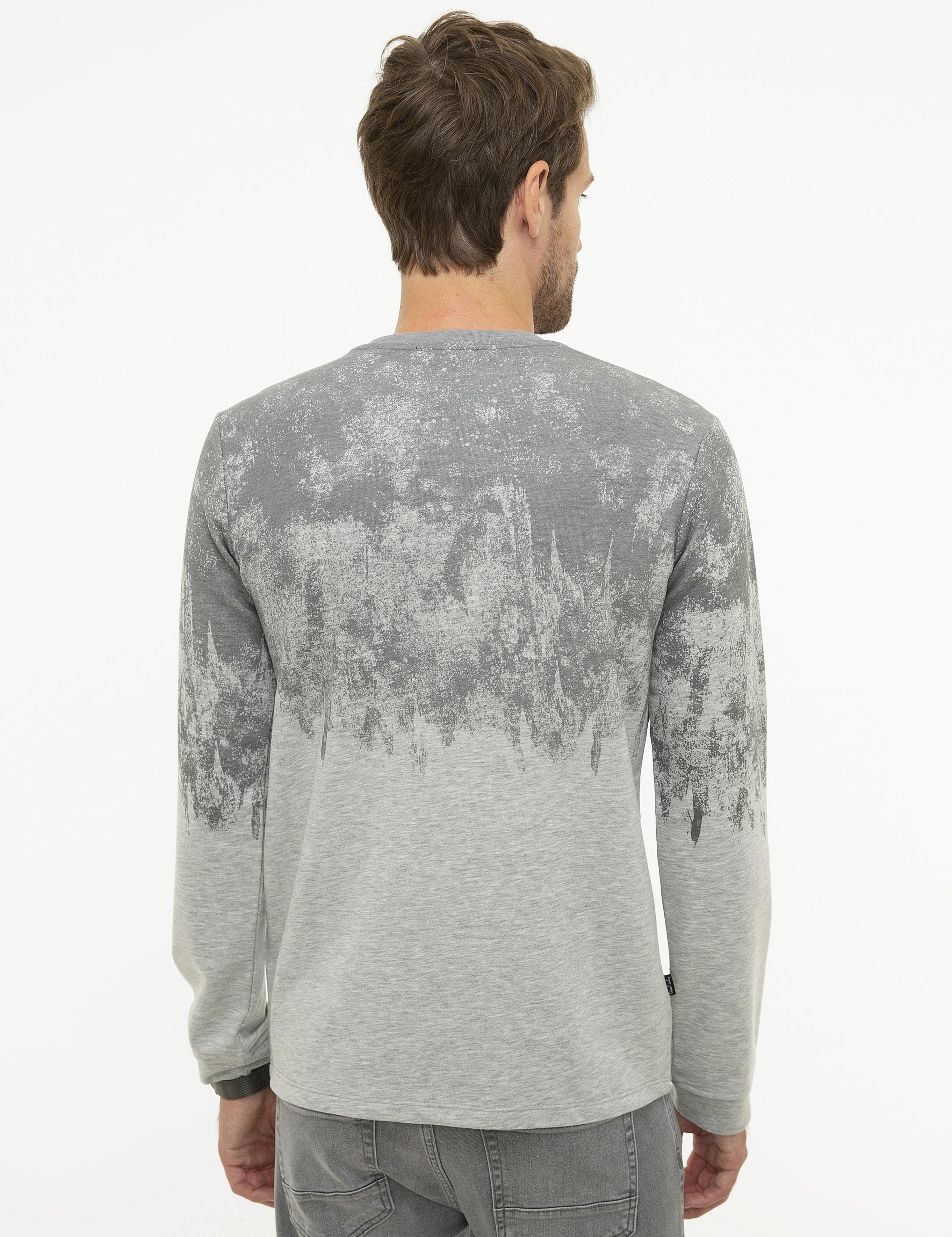 Açık Gri Melanj Slim Fit Sweatshirt