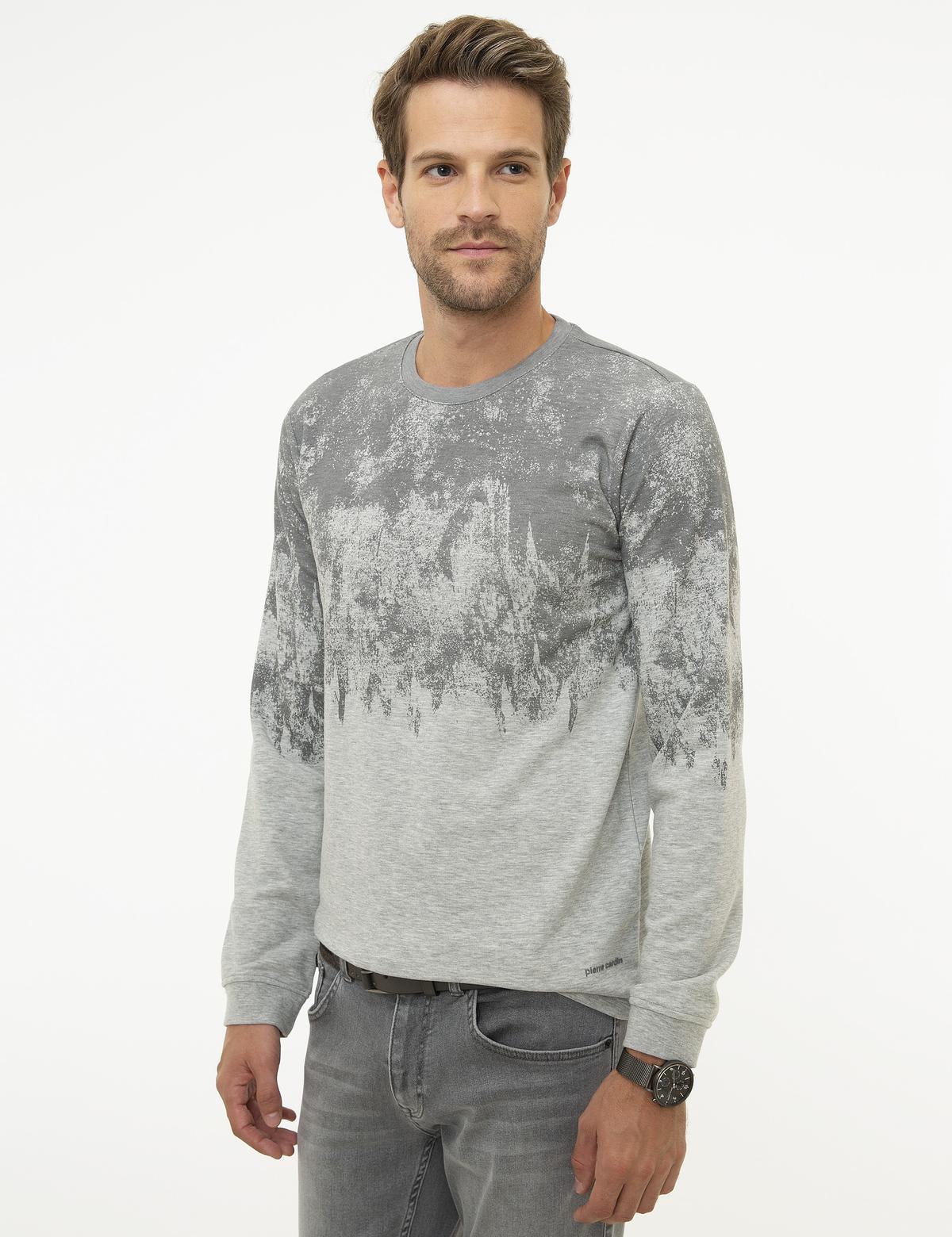 Açık Gri Melanj Slim Fit Sweatshirt - 50210694001