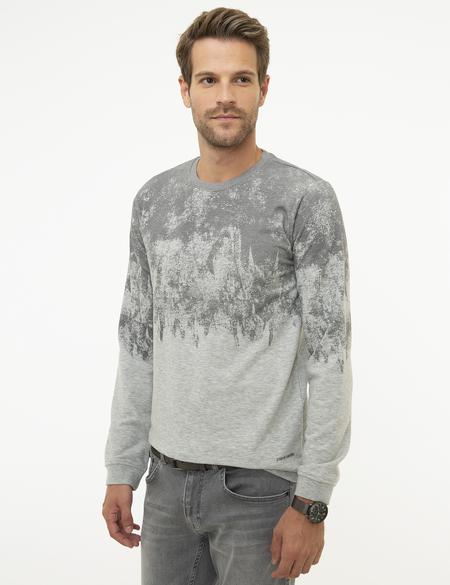 Açık Gri Melanj Slim Fit Sweatshirt - 50210694001