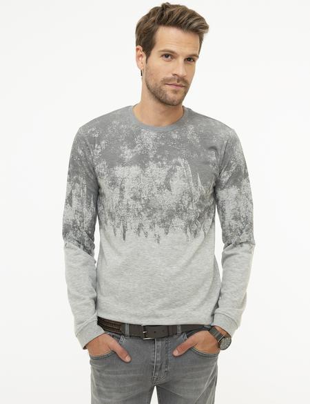 Açık Gri Melanj Slim Fit Sweatshirt - 50210694001