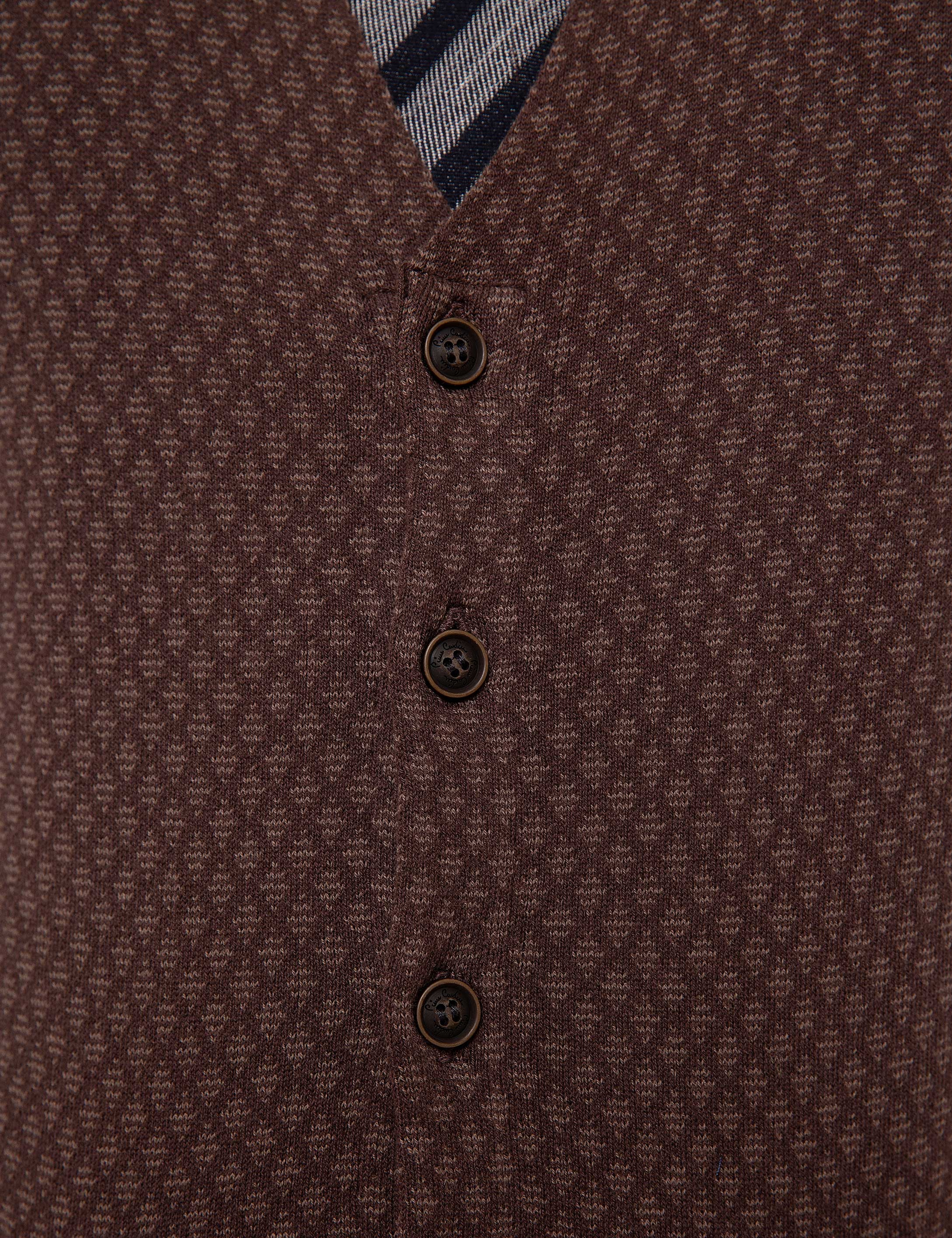 Kahverengi Slim Fit Triko Yelek - Image 5