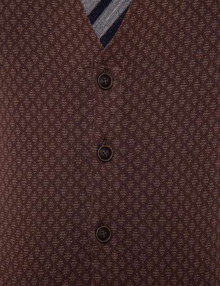 Kahverengi Slim Fit Triko Yelek - 50212218023