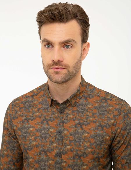 Turuncu Slim Fit Uzun Kollu Gömlek - 50213182007