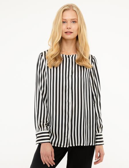 Siyah Çizgili Uzun Kollu Gömlek - 50209163016