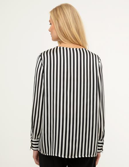Siyah Çizgili Uzun Kollu Gömlek - 50209163016