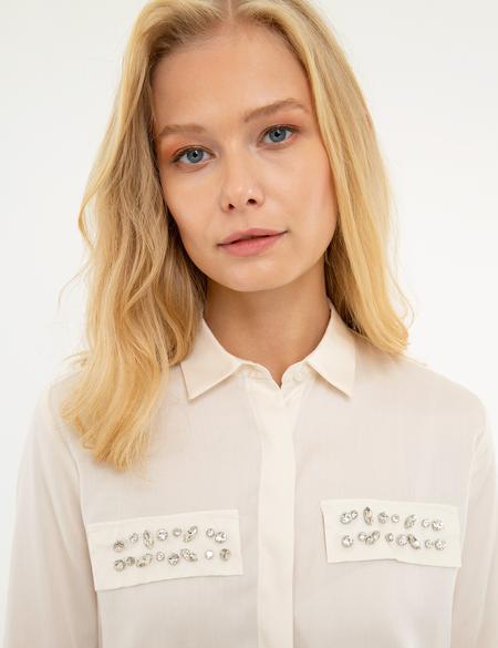 Ekru Regular Fit Uzun Kollu Gömlek - 50209191039