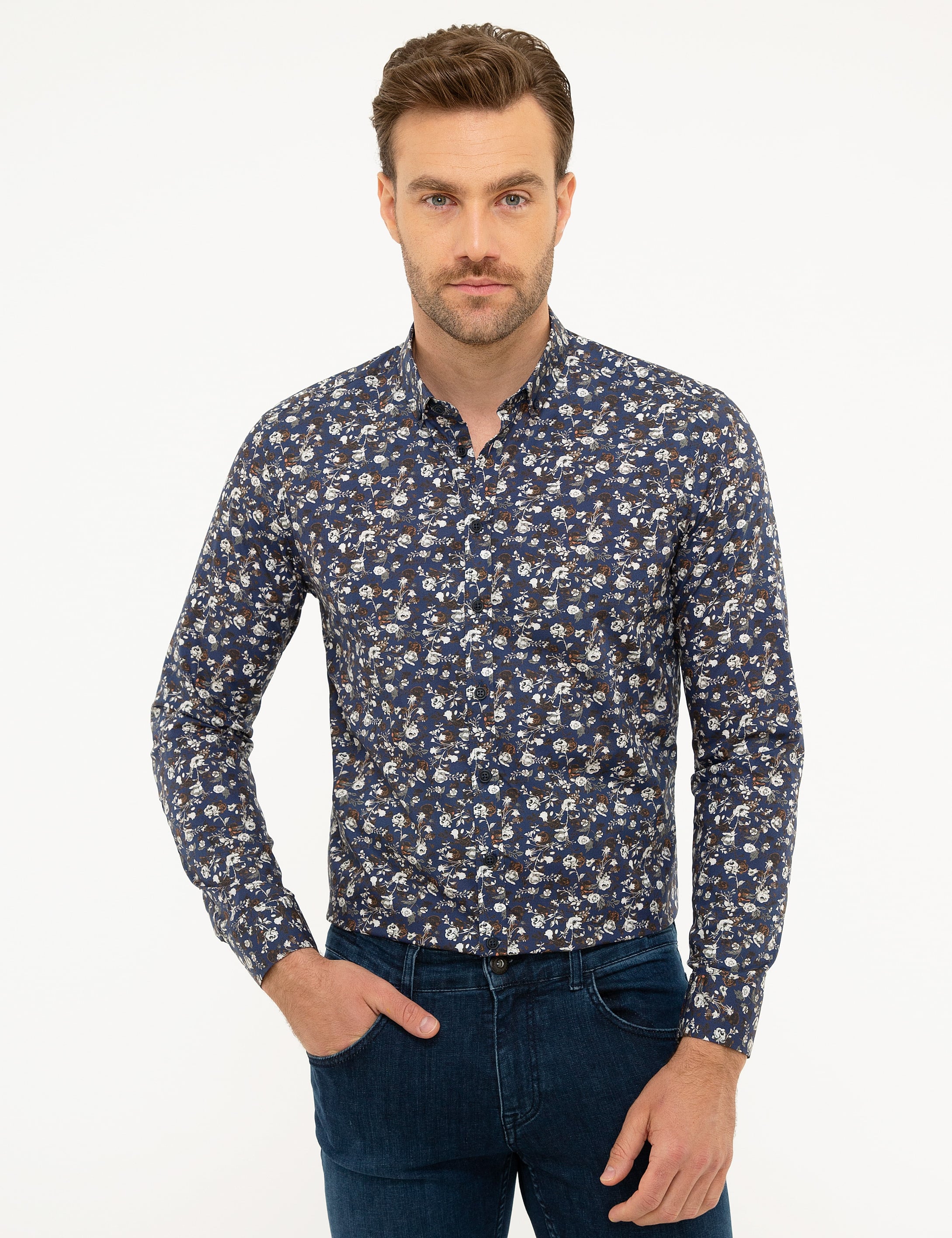 Lacivert Slim Fit Gömlek